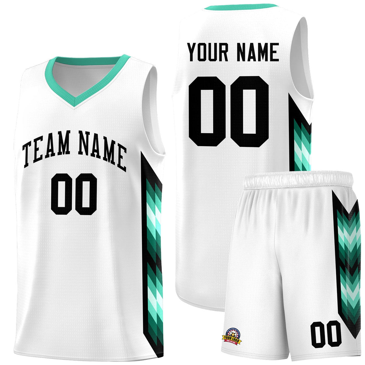 Custom White Mosaic Gradient Fashion Sports Uniform Basketball Jersey