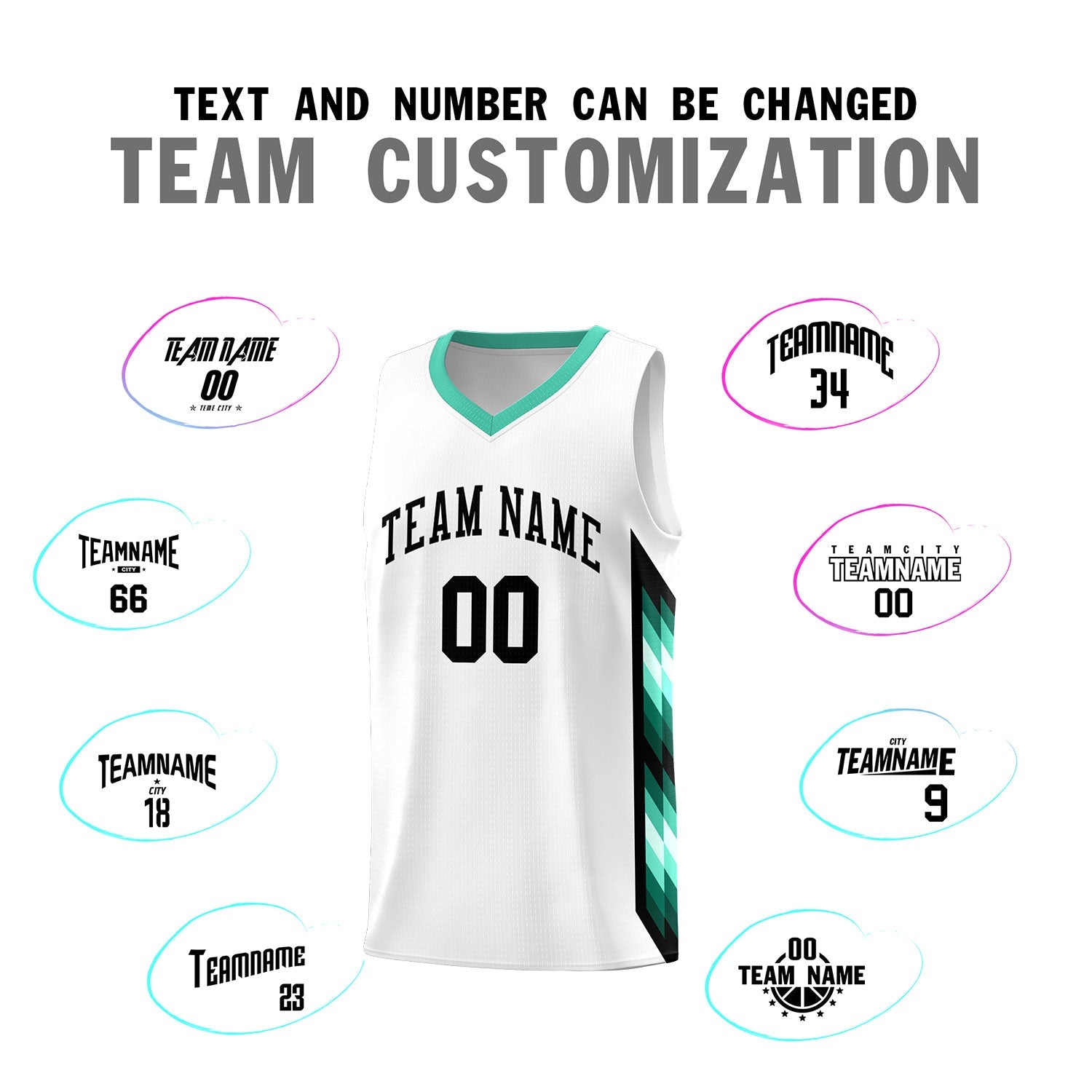Custom White Mosaic Gradient Fashion Sports Uniform Basketball Jersey