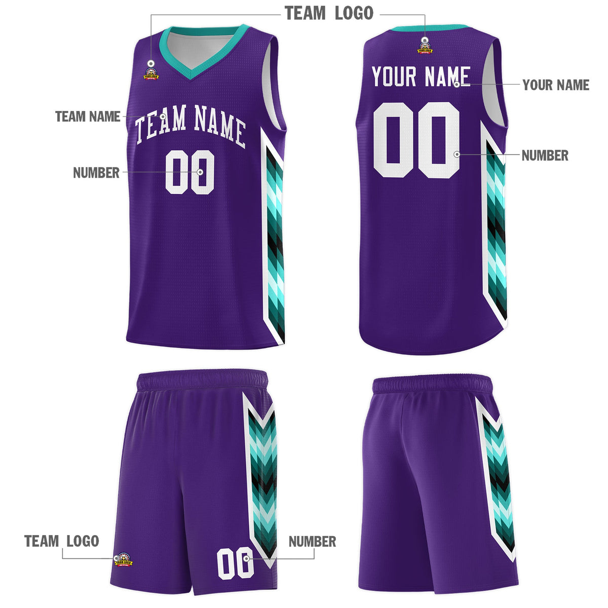 Custom Purple Mosaic Gradient Fashion Sports Uniform Basketball Jersey