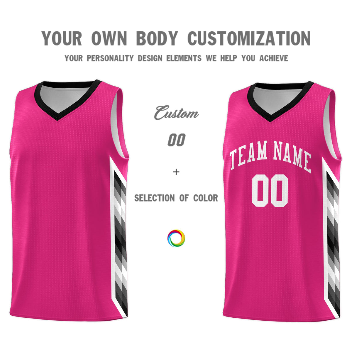 Custom Rose Red Mosaic Gradient Fashion Sports Uniform Basketball Jersey