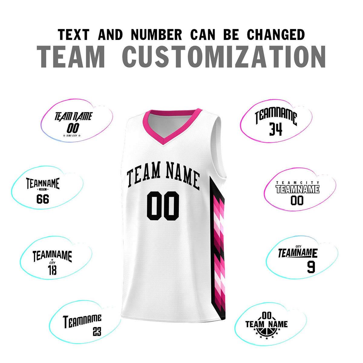Custom White Mosaic Gradient Fashion Sports Uniform Basketball Jersey