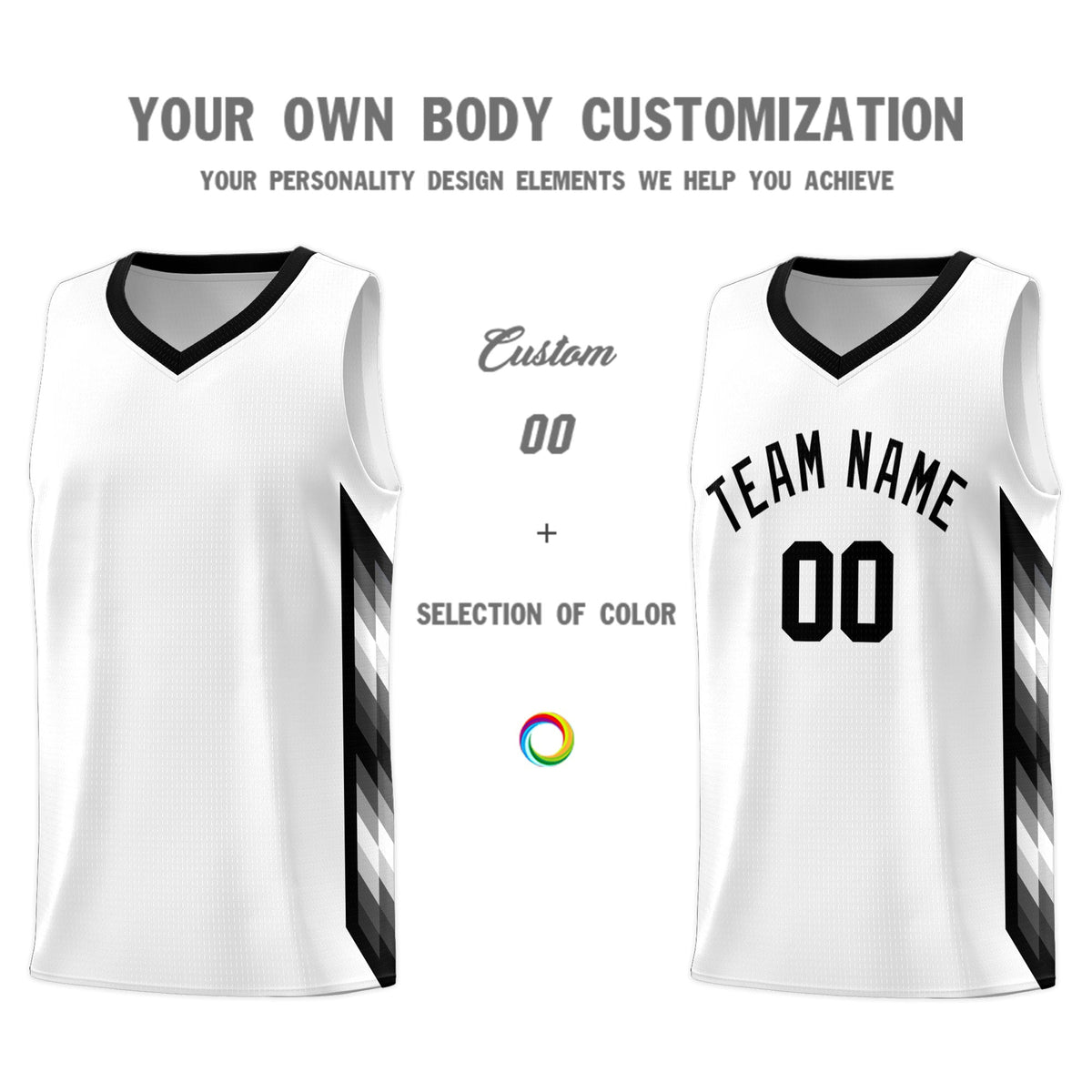 Custom White Mosaic Gradient Fashion Sports Uniform Basketball Jersey
