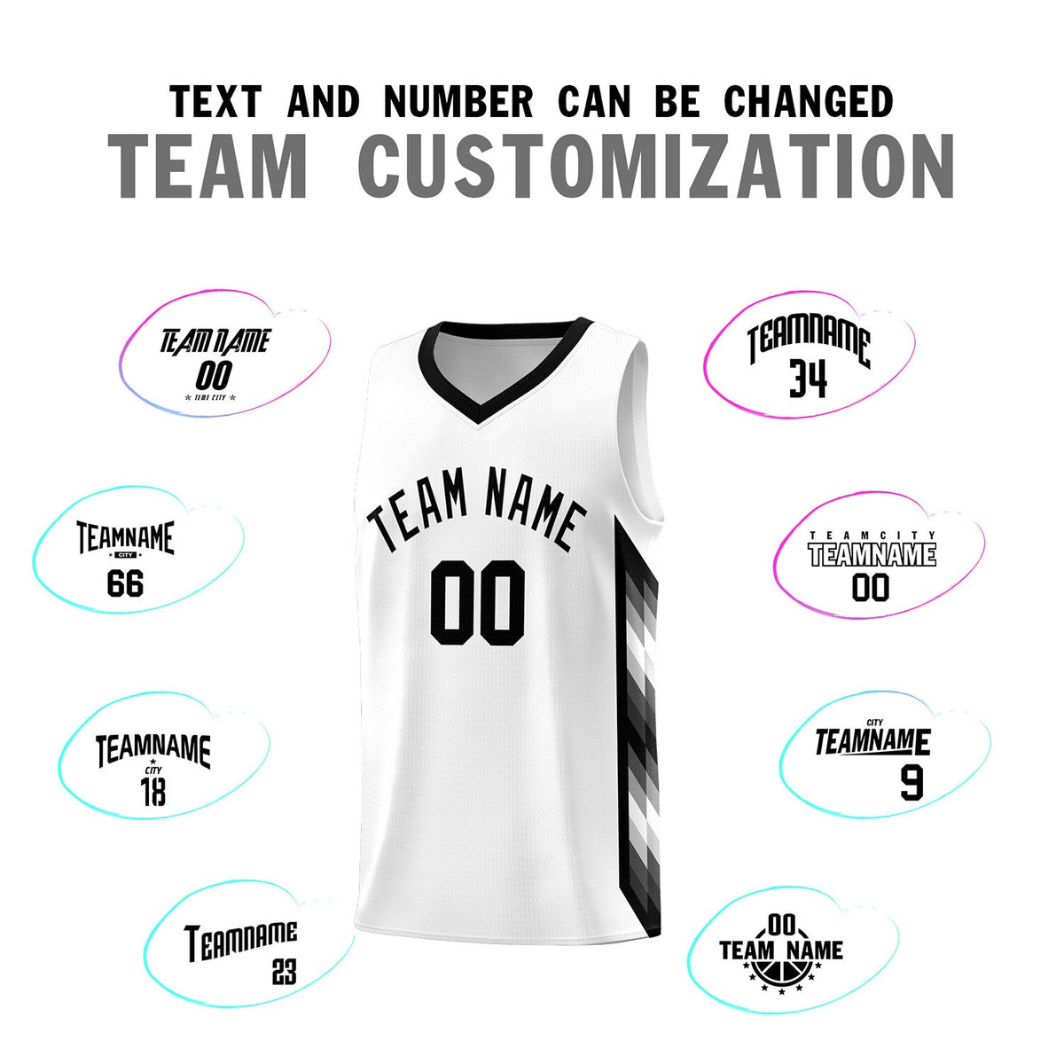 Custom White Mosaic Gradient Fashion Sports Uniform Basketball Jersey