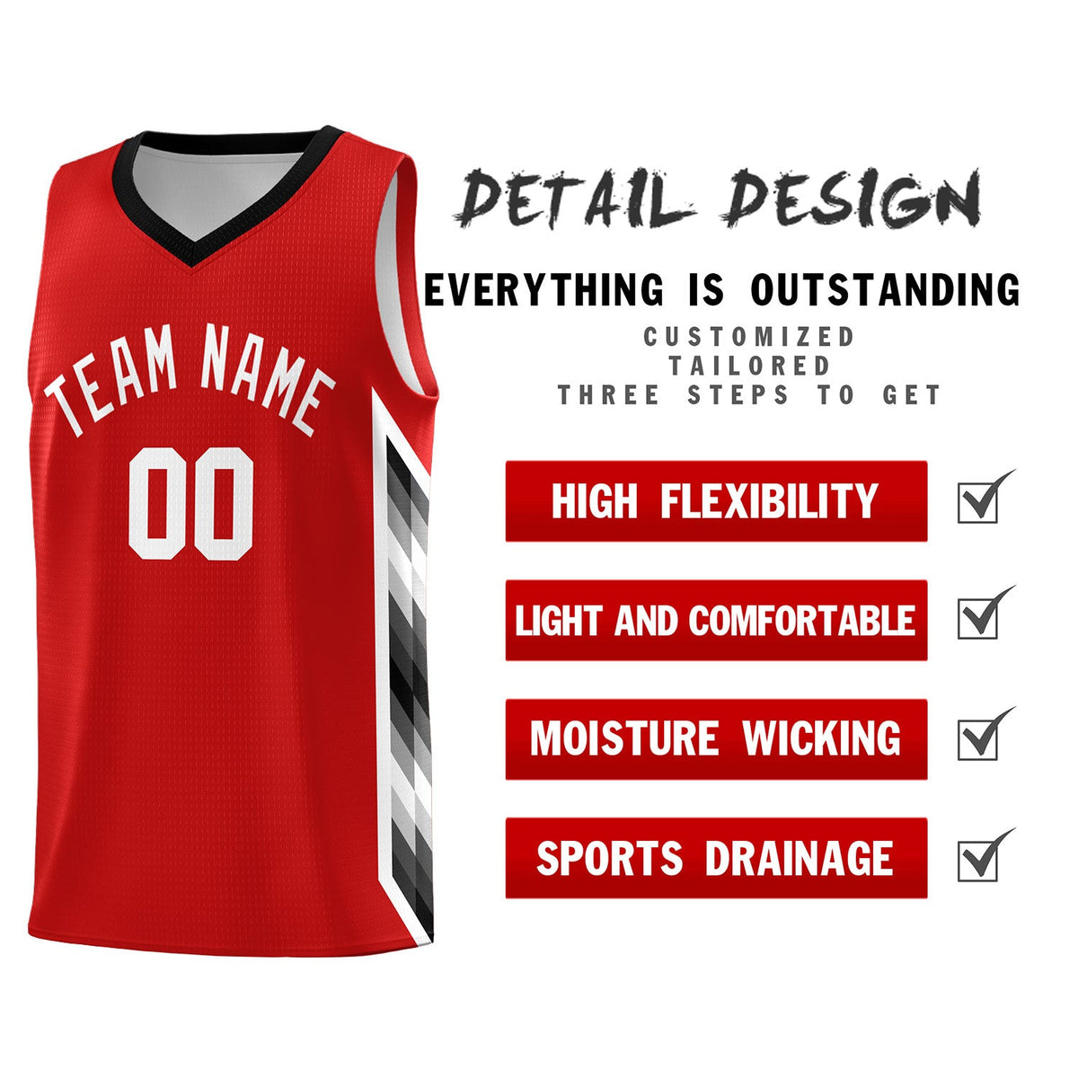 Custom Red Mosaic Gradient Fashion Sports Uniform Basketball Jersey