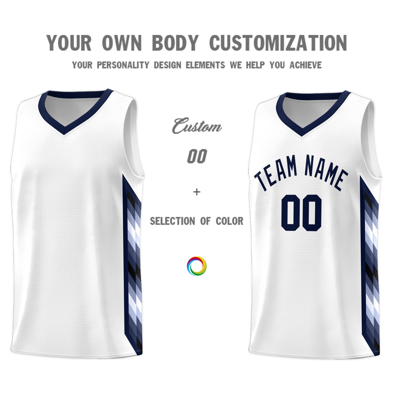 Custom White Mosaic Gradient Fashion Sports Uniform Basketball Jersey