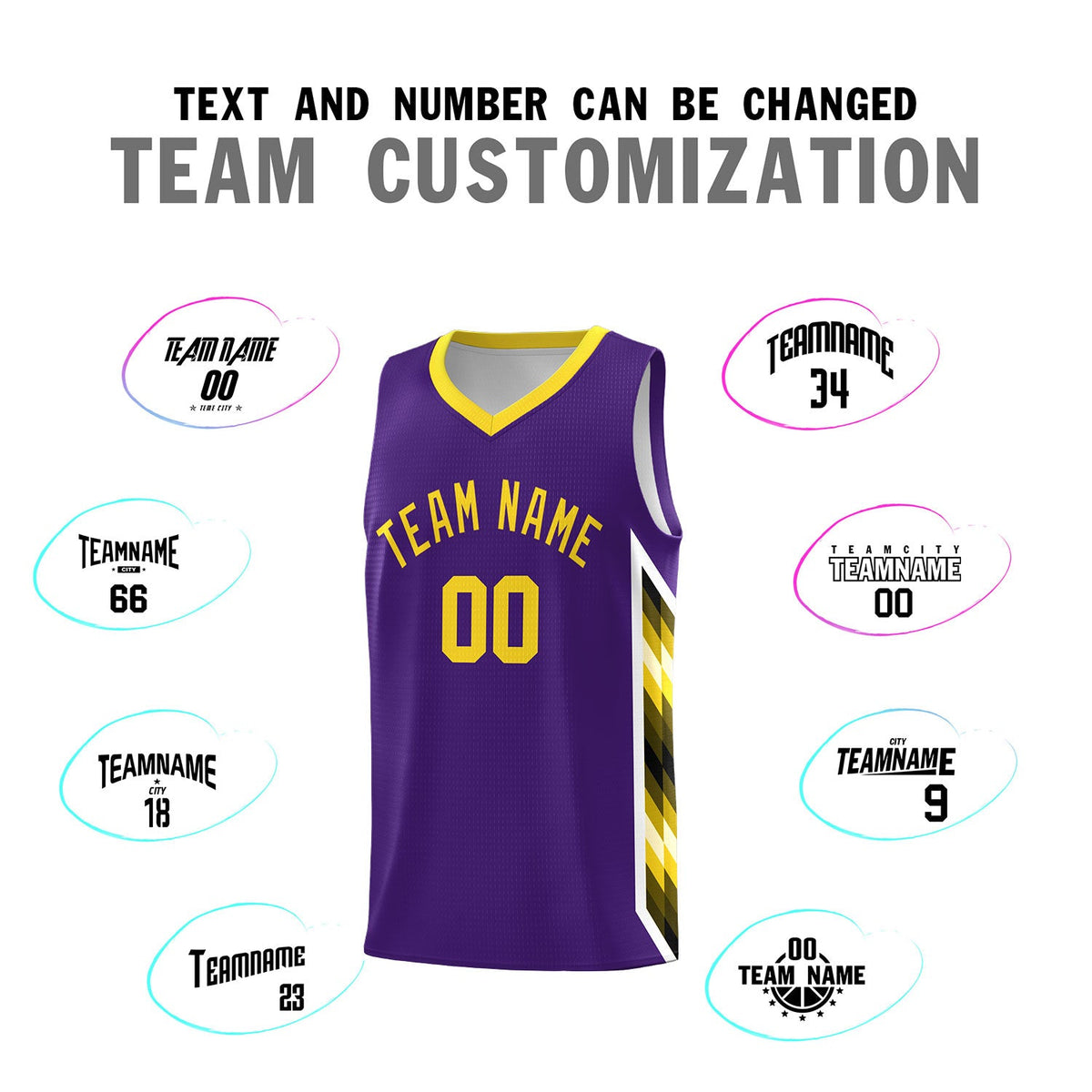 Custom Purple Mosaic Gradient Fashion Sports Uniform Basketball Jersey