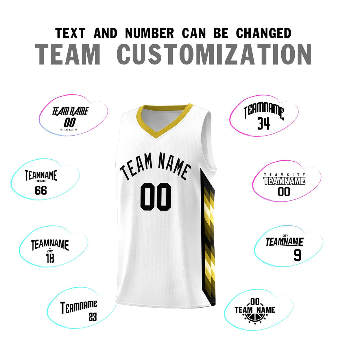Custom White Mosaic Gradient Fashion Sports Uniform Basketball Jersey