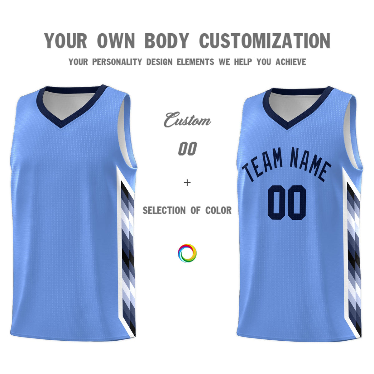 Custom Light Blue Mosaic Gradient Fashion Sports Uniform Basketball Jersey