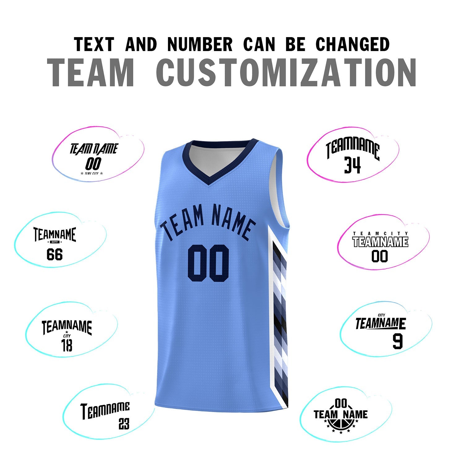 Custom Light Blue Mosaic Gradient Fashion Sports Uniform Basketball Jersey