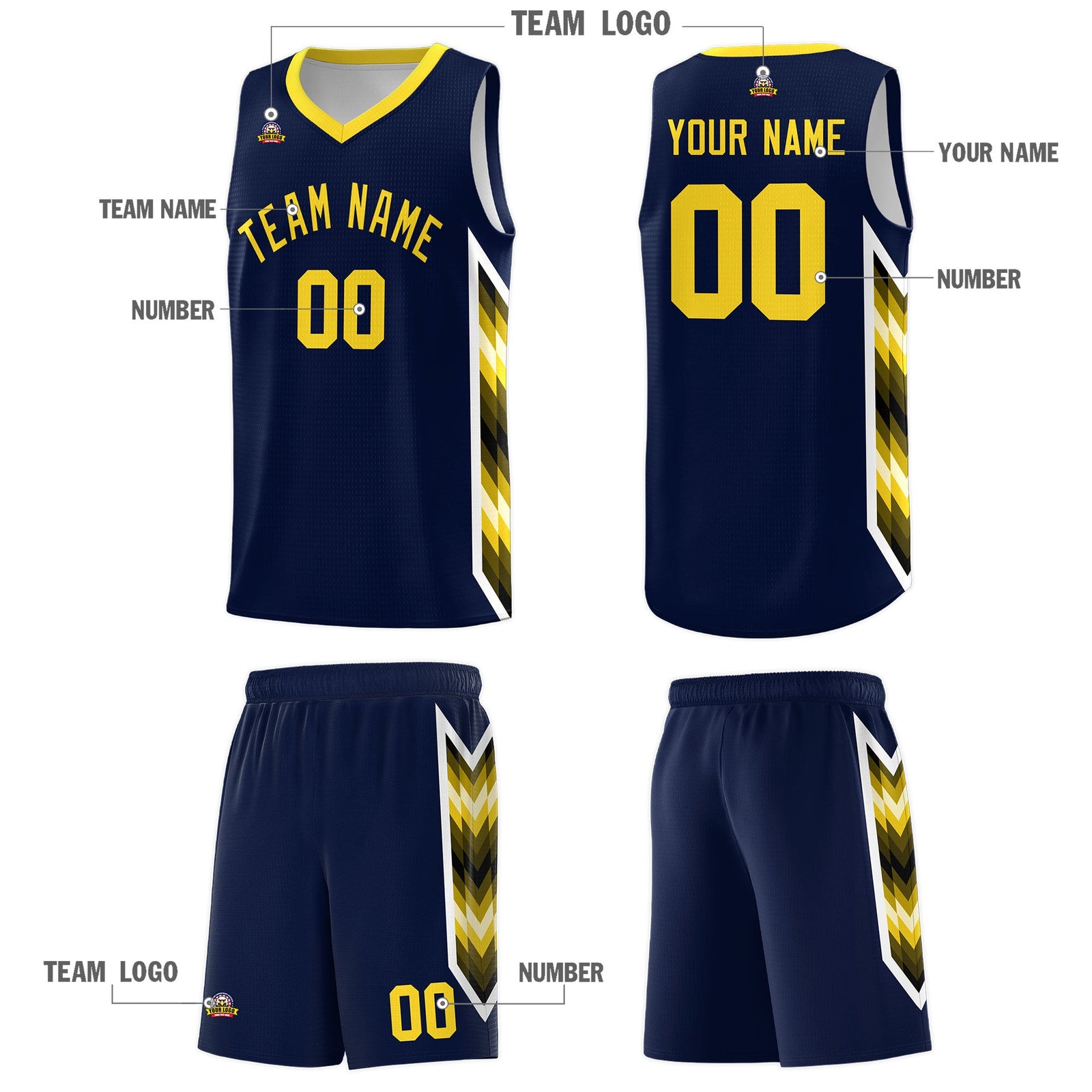 Custom Navy Mosaic Gradient Fashion Sports Uniform Basketball Jersey