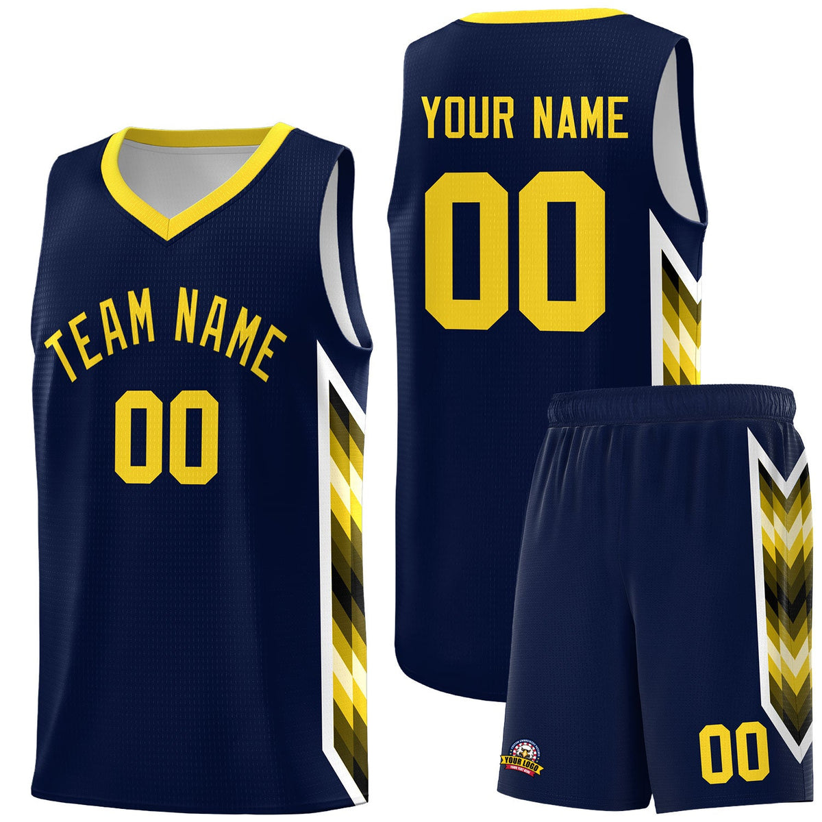Custom Navy Mosaic Gradient Fashion Sports Uniform Basketball Jersey