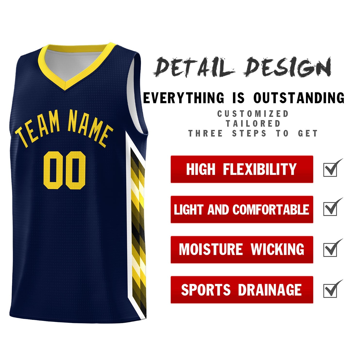 Custom Navy Mosaic Gradient Fashion Sports Uniform Basketball Jersey