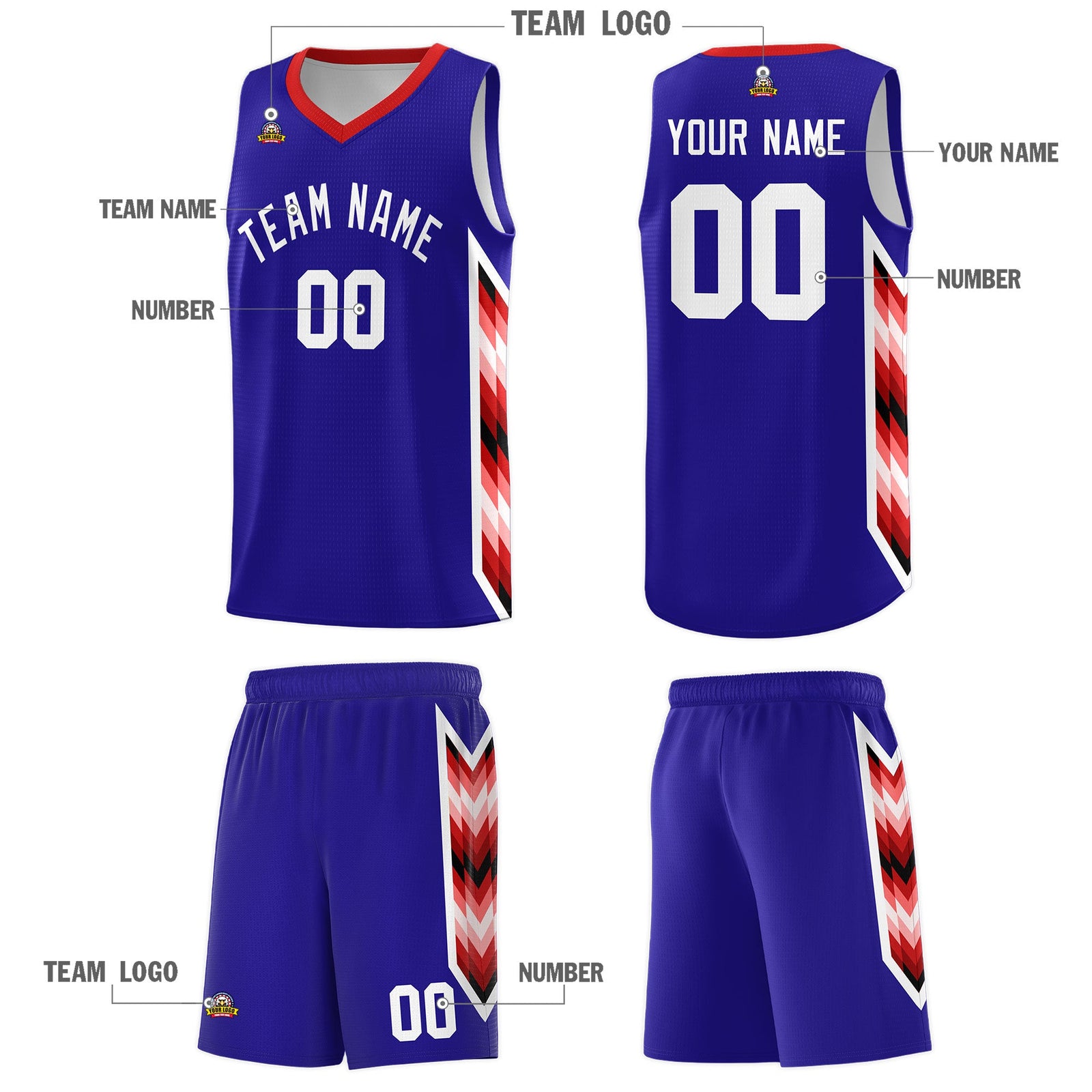 Custom Royal Mosaic Gradient Fashion Sports Uniform Basketball Jersey