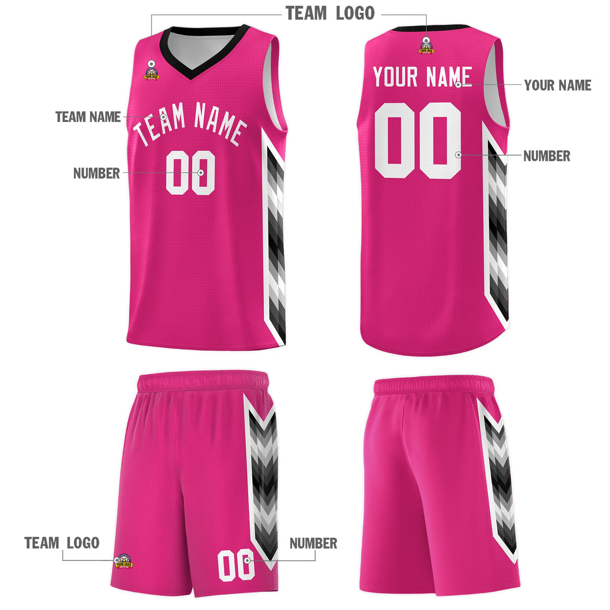 Custom Rose Red Mosaic Gradient Fashion Sports Uniform Basketball Jersey