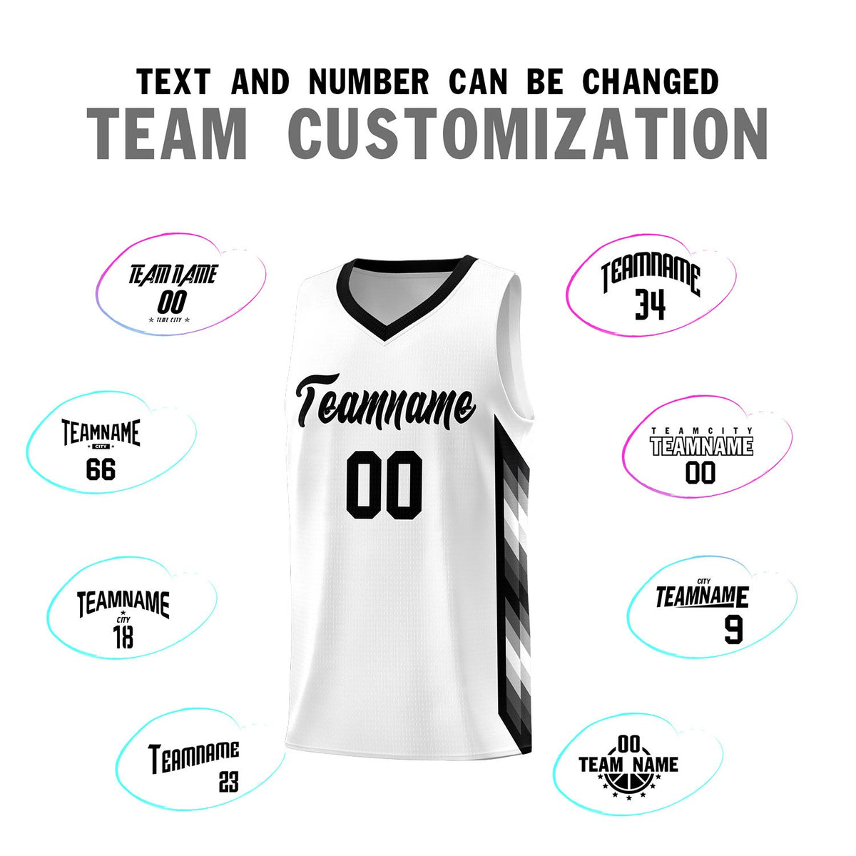 Custom White Mosaic Gradient Fashion Sports Uniform Basketball Jersey
