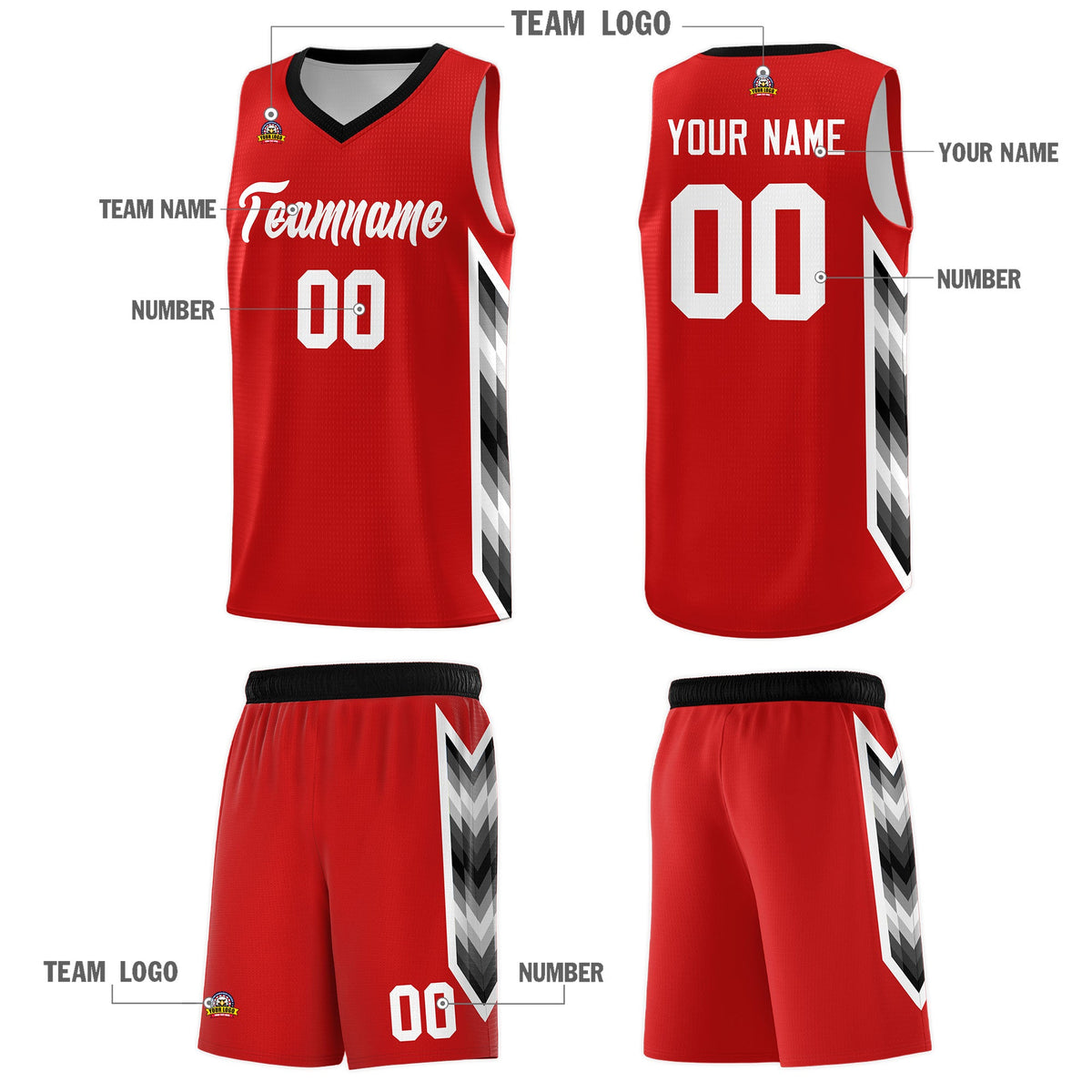 Custom Red Mosaic Gradient Fashion Sports Uniform Basketball Jersey