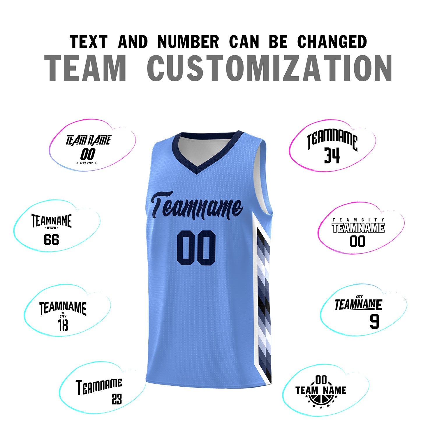 Custom Light Blue Mosaic Gradient Fashion Sports Uniform Basketball Jersey