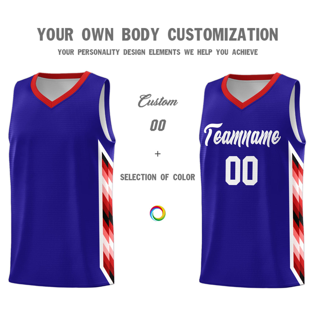 Custom Royal Mosaic Gradient Fashion Sports Uniform Basketball Jersey