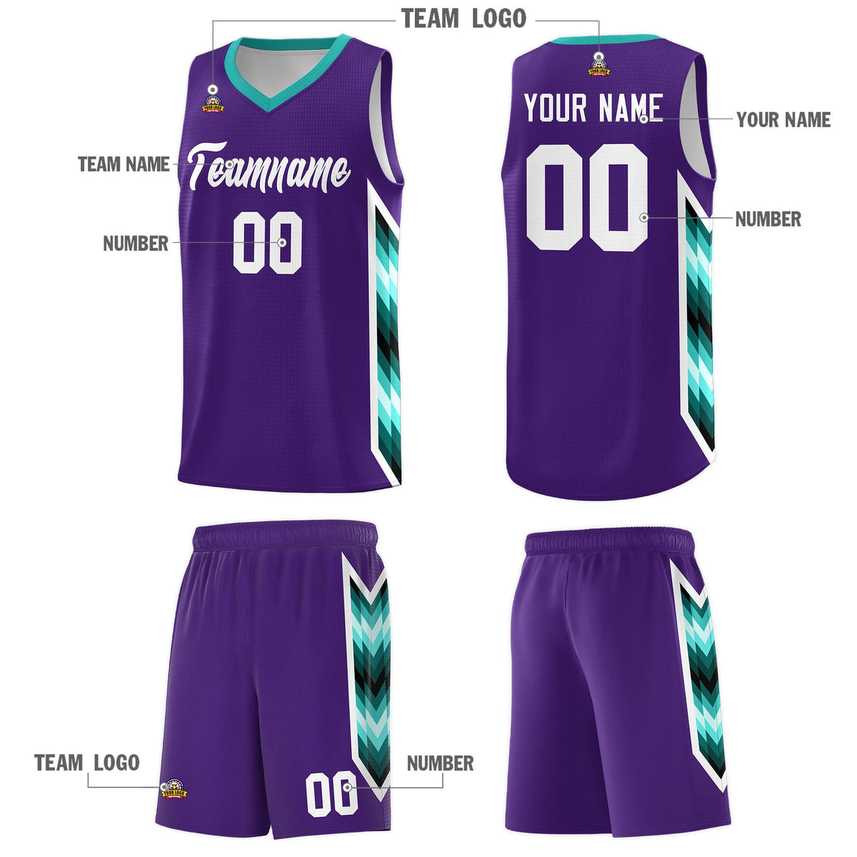 Custom Purple Mosaic Gradient Fashion Sports Uniform Basketball Jersey