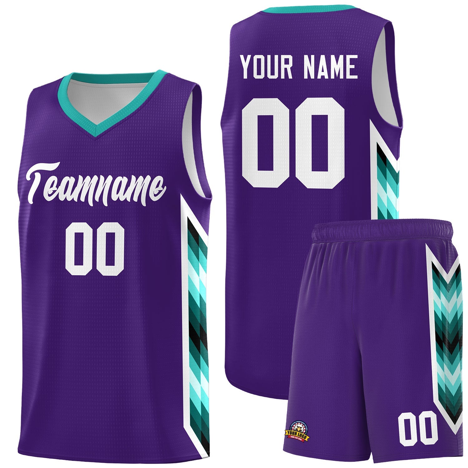 Custom Purple Mosaic Gradient Fashion Sports Uniform Basketball Jersey