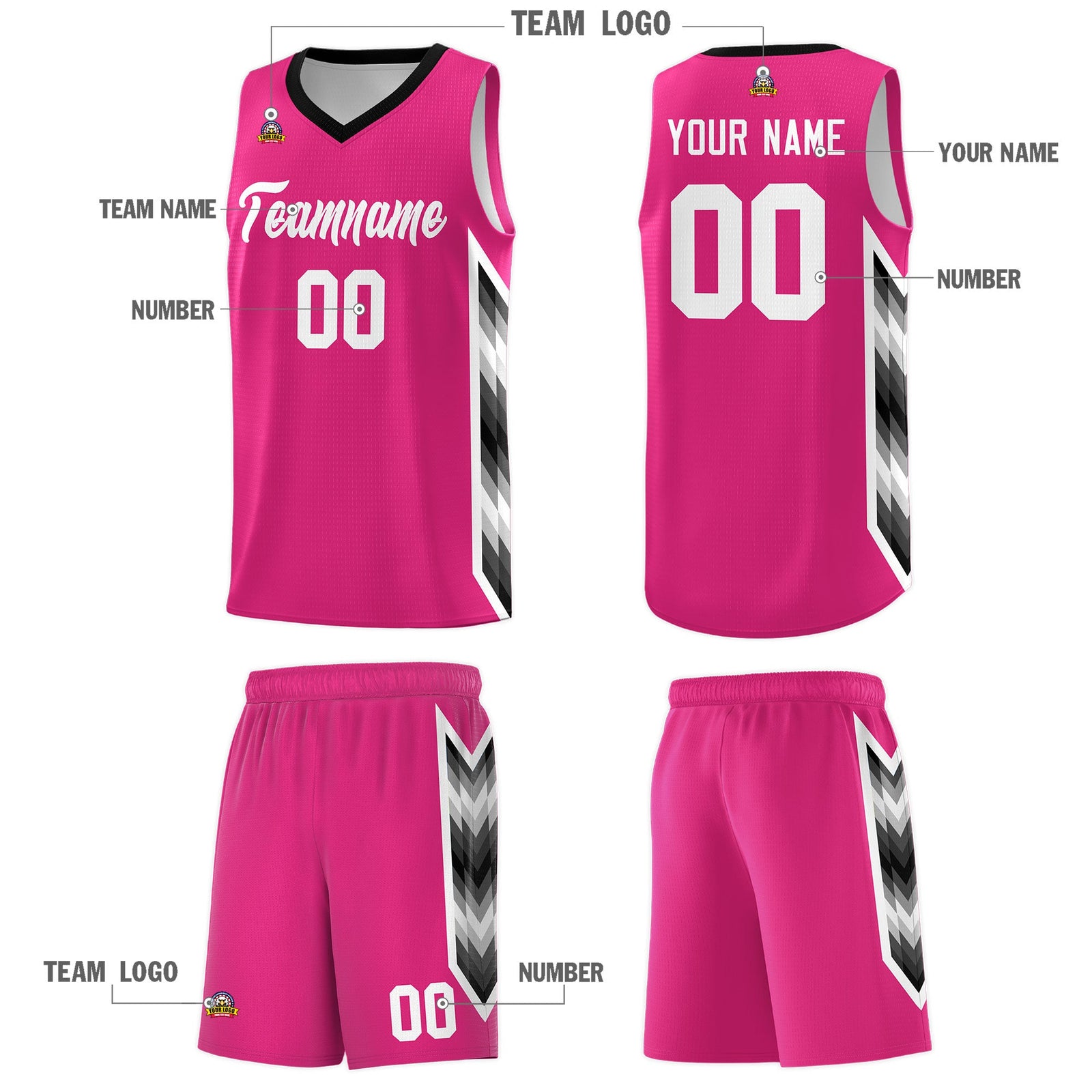 Custom Rose Red Mosaic Gradient Fashion Sports Uniform Basketball Jersey
