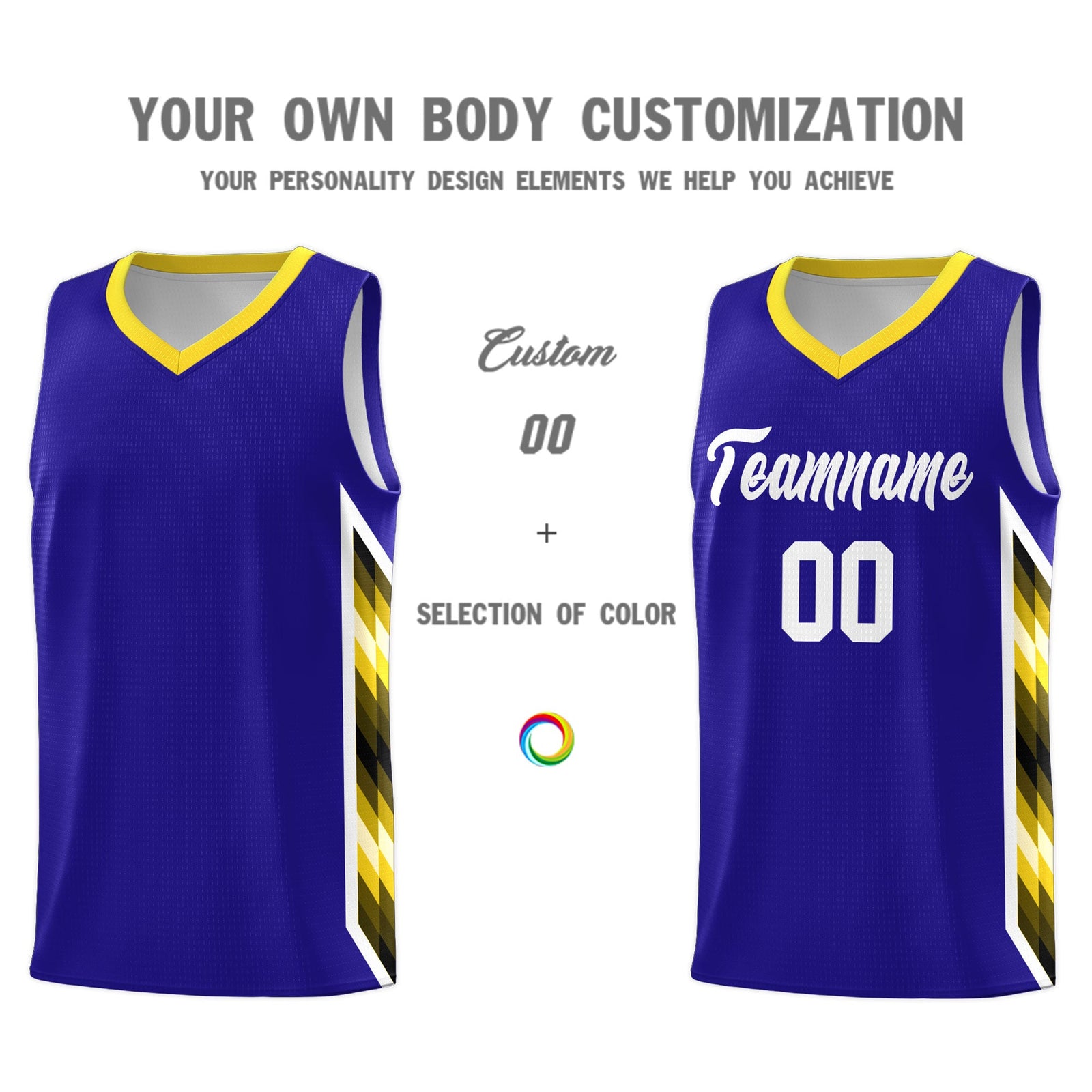 Custom Royal Mosaic Gradient Fashion Sports Uniform Basketball Jersey