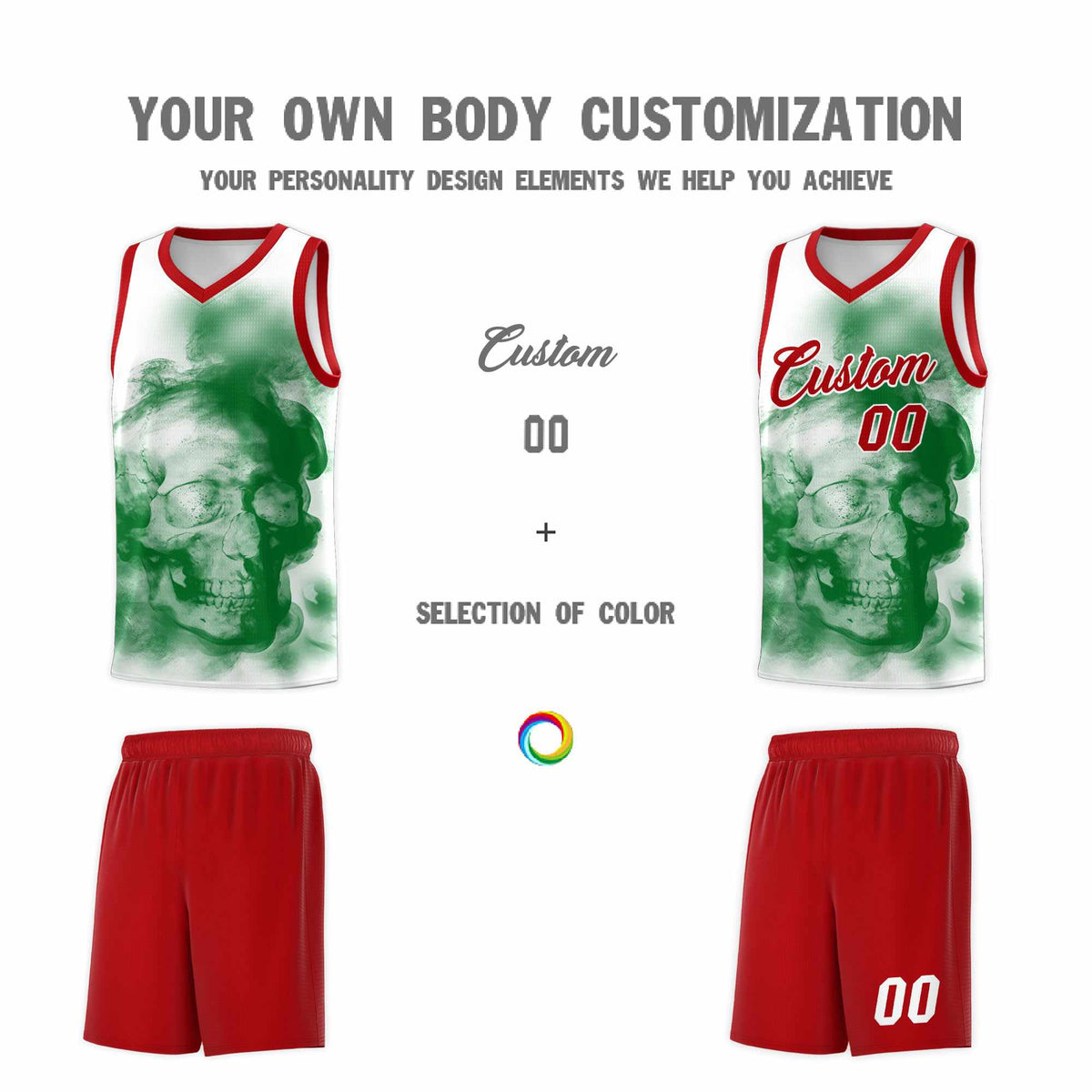 Custom White Red Kelly GreenMexican Colors Graffiti Patterns Wrinkle-Resistant Uniform Basketball Jersey
