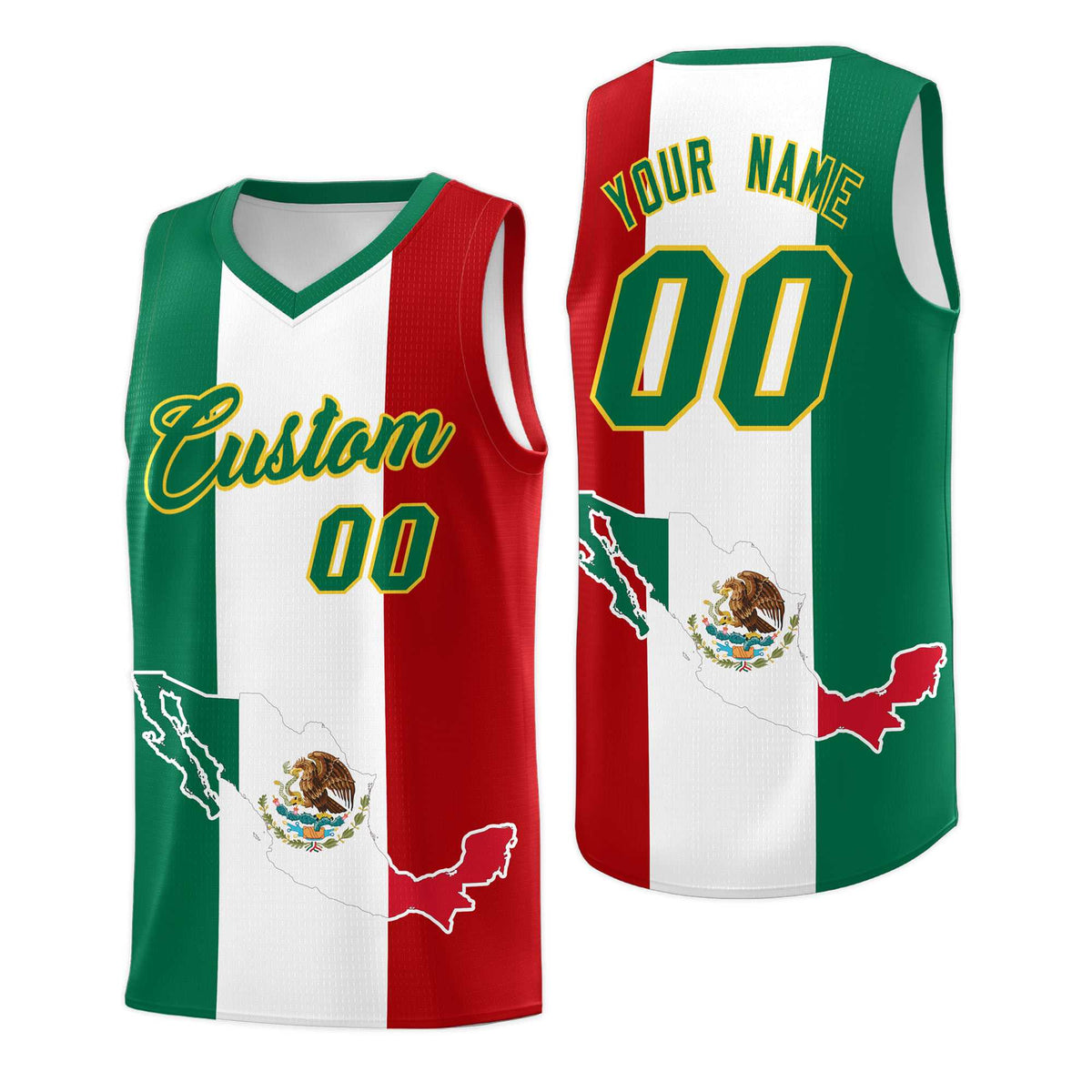 Custom White Kelly Green Red Mexican Colors Graffiti Patterns Quick-Drying Uniform Basketball Jersey