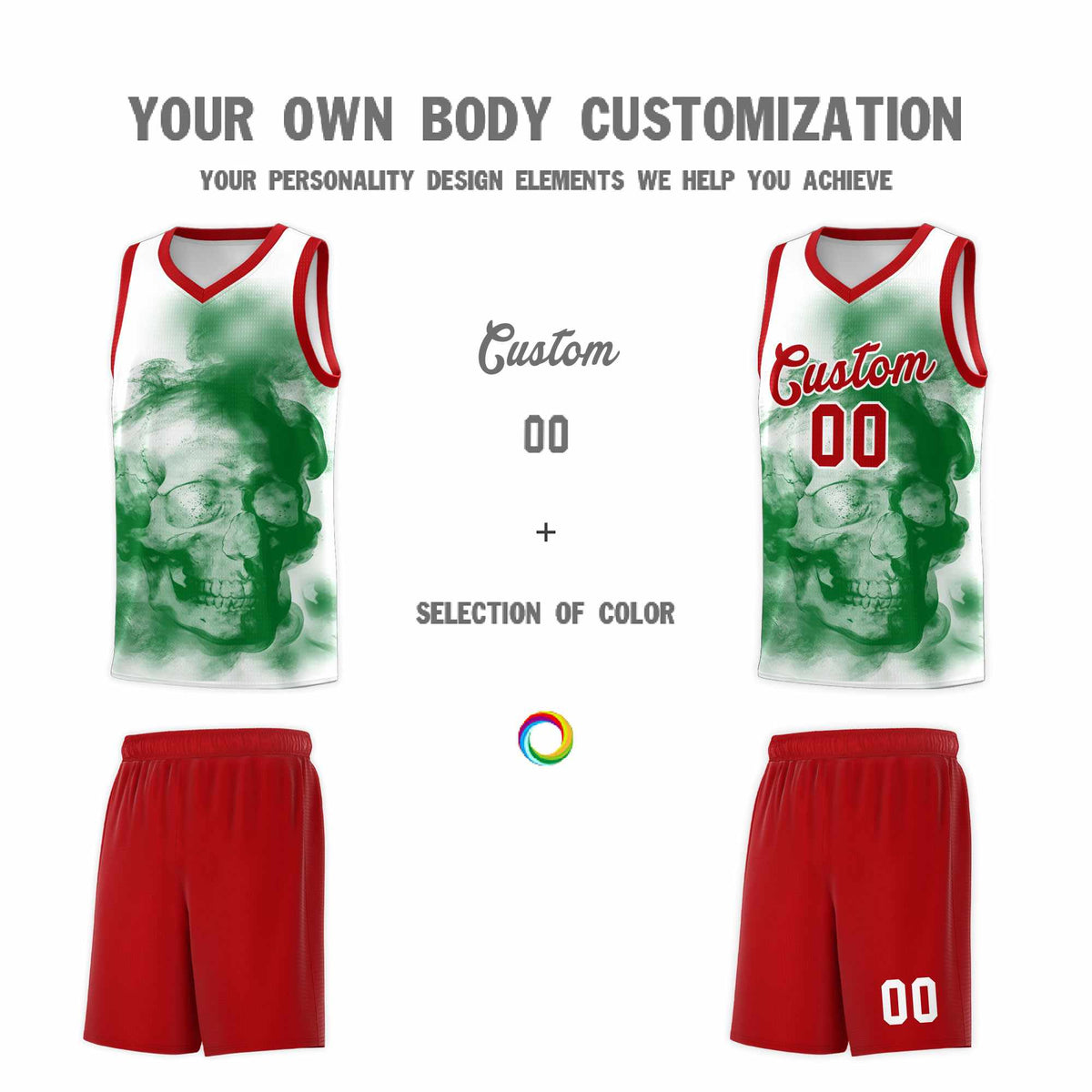 Custom White Red Kelly GreenMexican Colors Graffiti Patterns Wrinkle-Resistant Uniform Basketball Jersey
