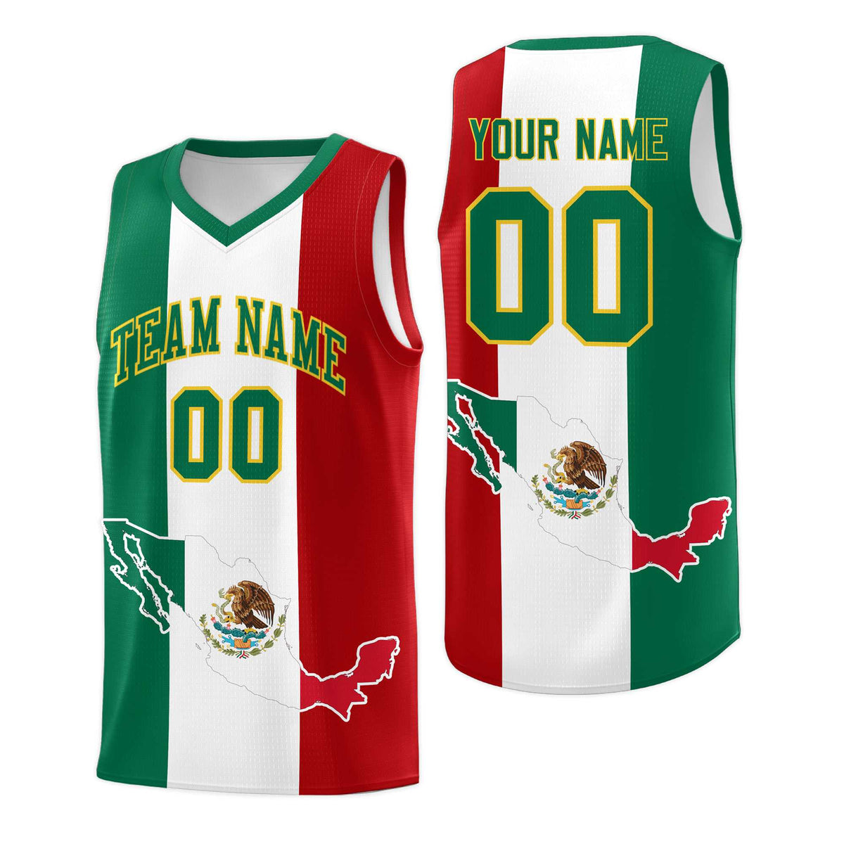 Custom White Kelly Green Red Mexican Colors Graffiti Patterns Quick-Drying Uniform Basketball Jersey