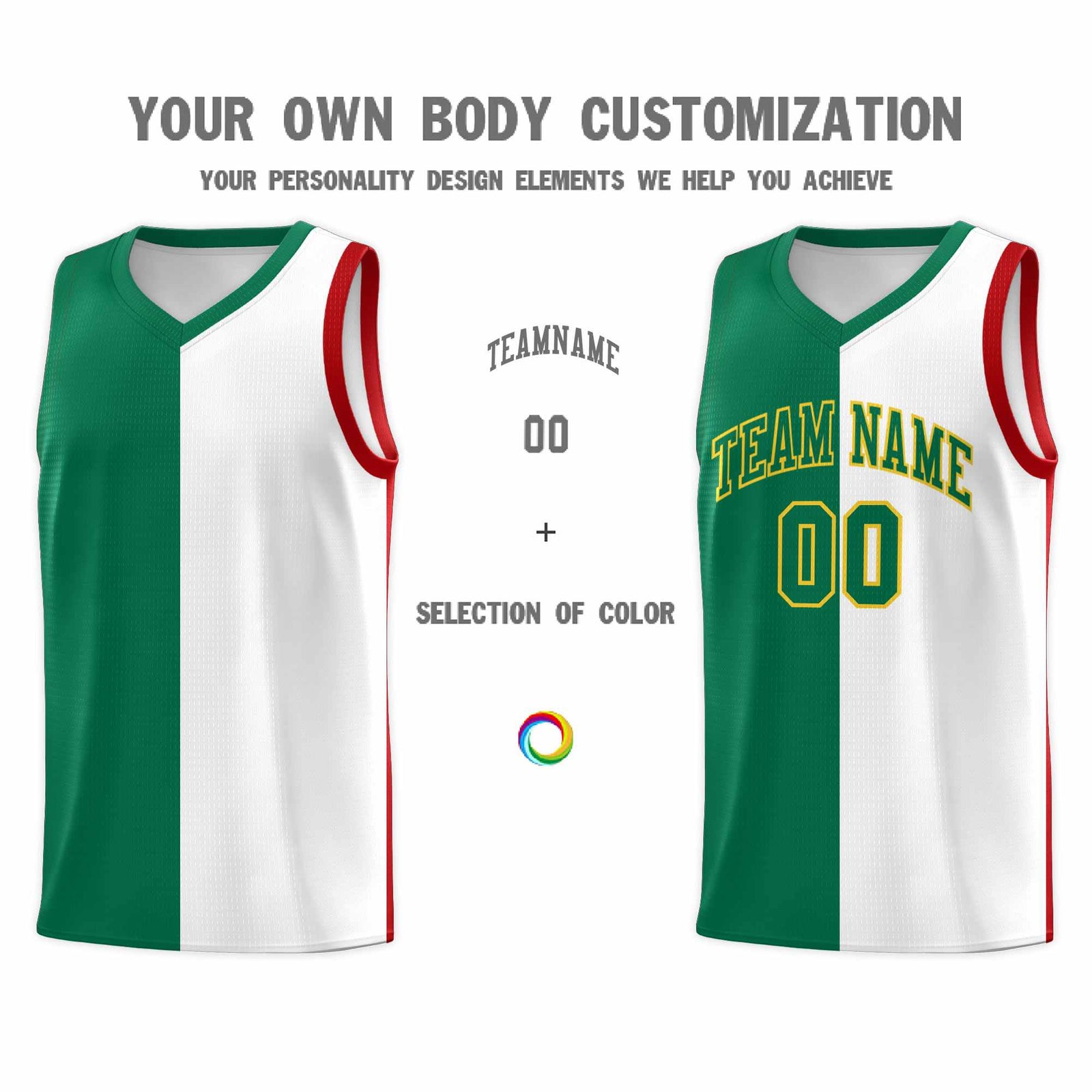 Custom White Kelly Green Red Mexican Colors Graffiti Patterns Lightweight Uniform Basketball Jersey
