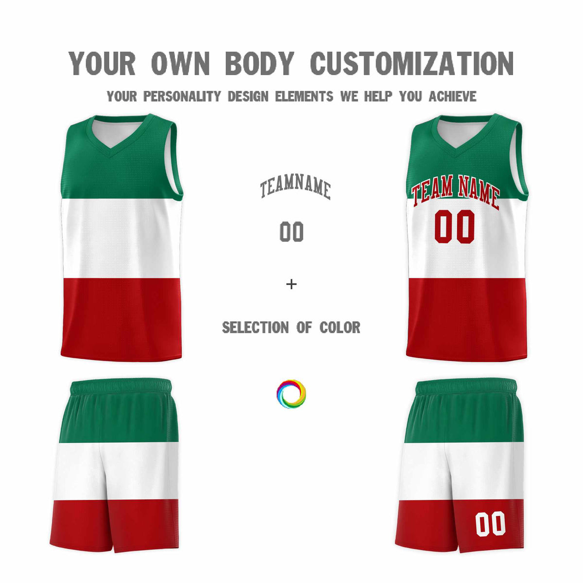 Custom White Kelly Green Red Mexican Colors Graffiti Patterns Drapable Uniform Basketball Jersey