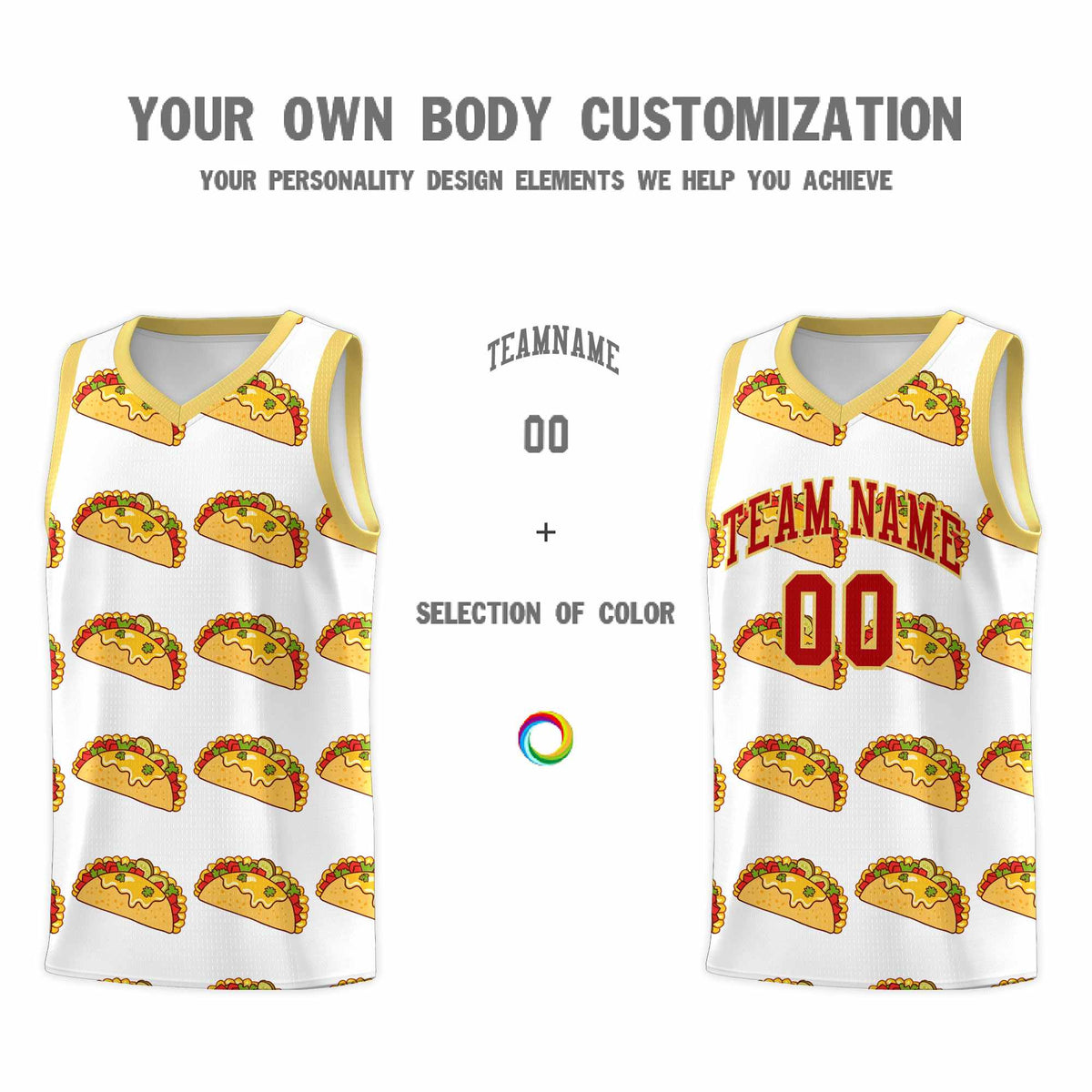 Custom White Khaki Mexican Colors Graffiti Patterns Drapable Uniform Basketball Jersey