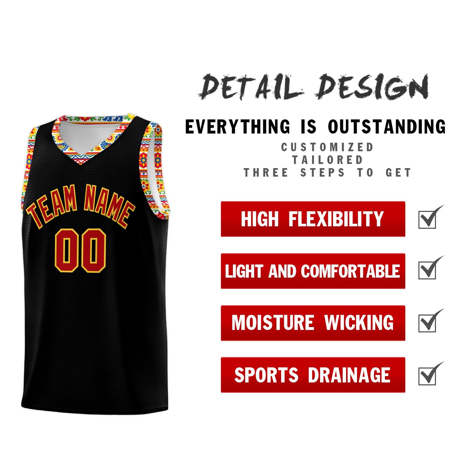 Custom White Orange Mexican Colors Graffiti Patterns Lightweight Uniform Basketball Jersey