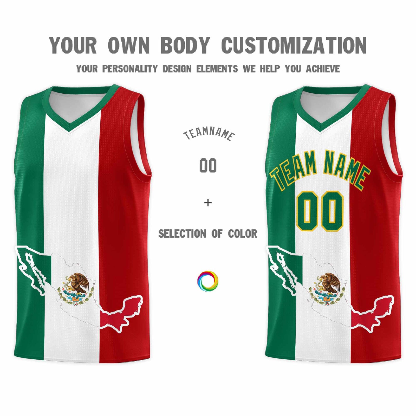 Custom White Kelly Green Red Mexican Colors Graffiti Patterns Quick-Drying Uniform Basketball Jersey