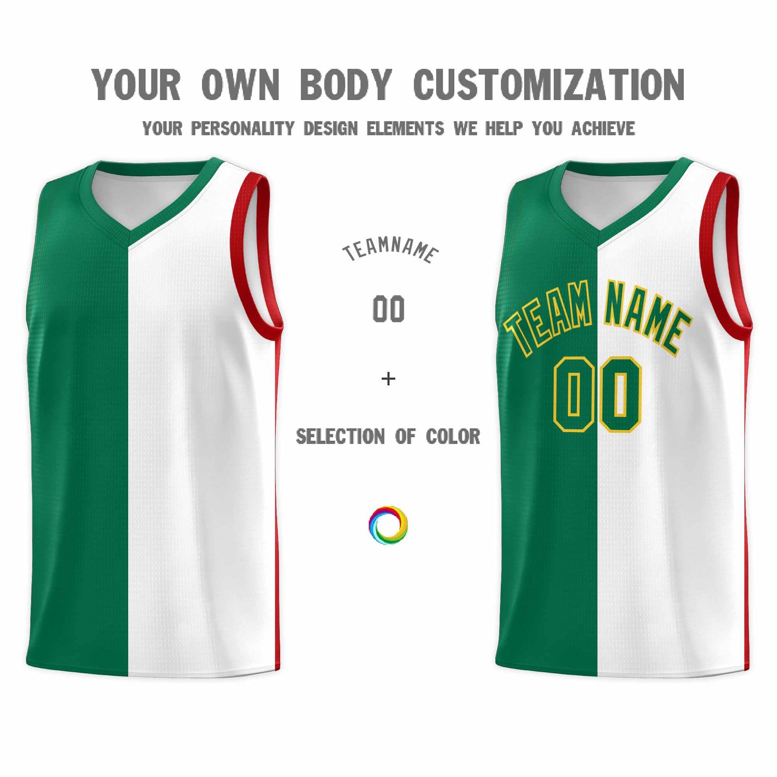 Custom White Kelly Green Red Mexican Colors Graffiti Patterns Lightweight Uniform Basketball Jersey