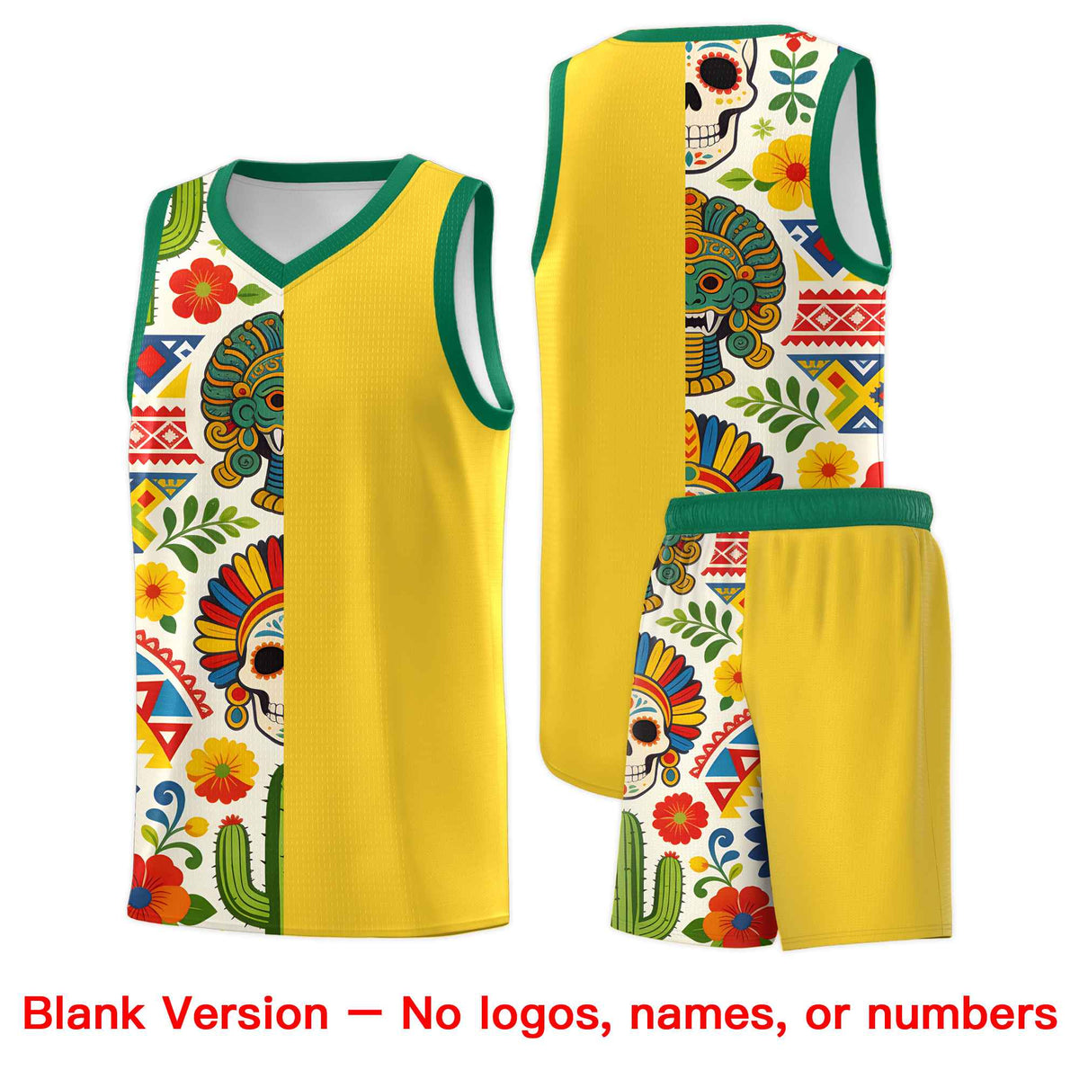 Custom White Orange Mexican Colors Graffiti Patterns Lightweight Uniform Basketball Jersey