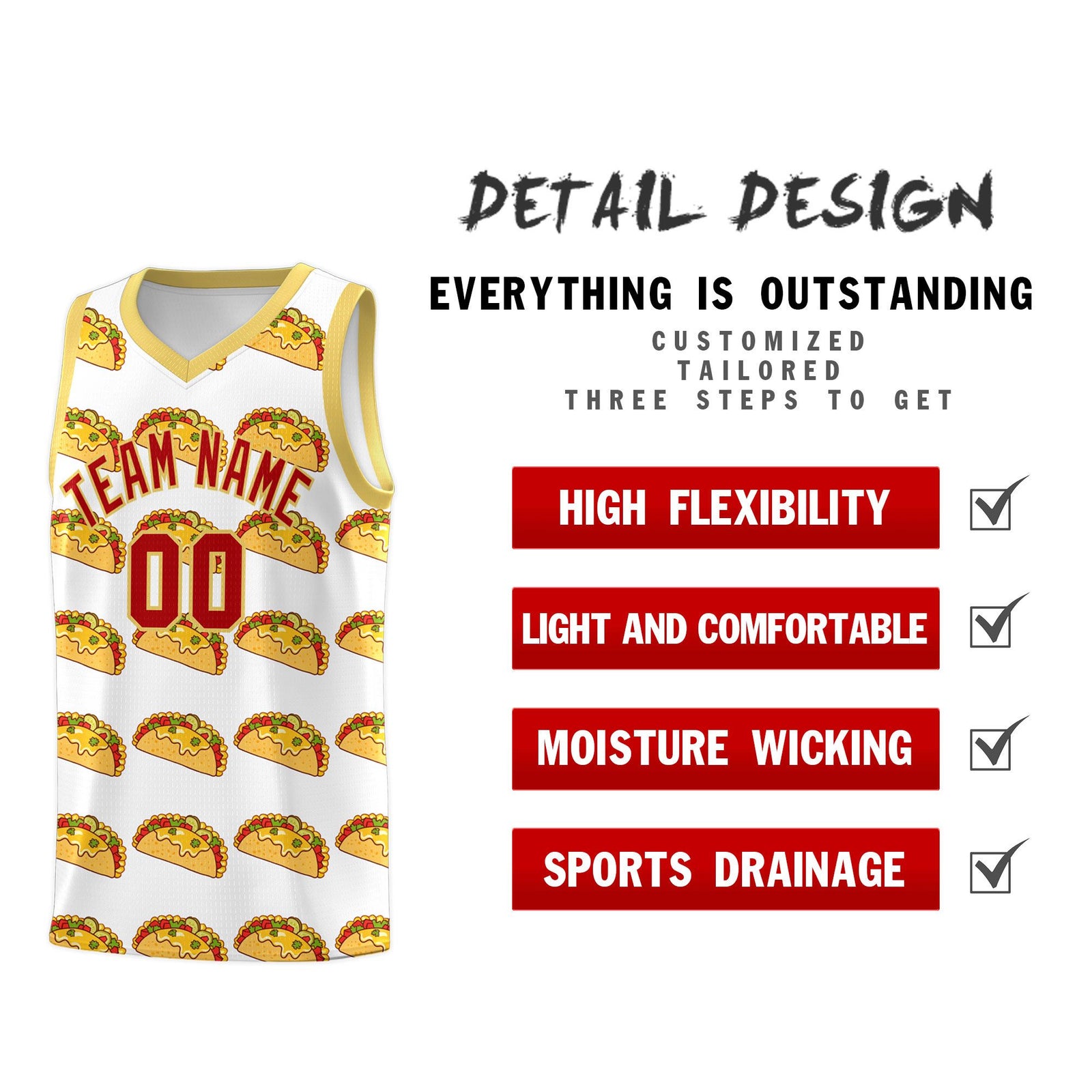 Custom White Khaki Mexican Colors Graffiti Patterns Drapable Uniform Basketball Jersey