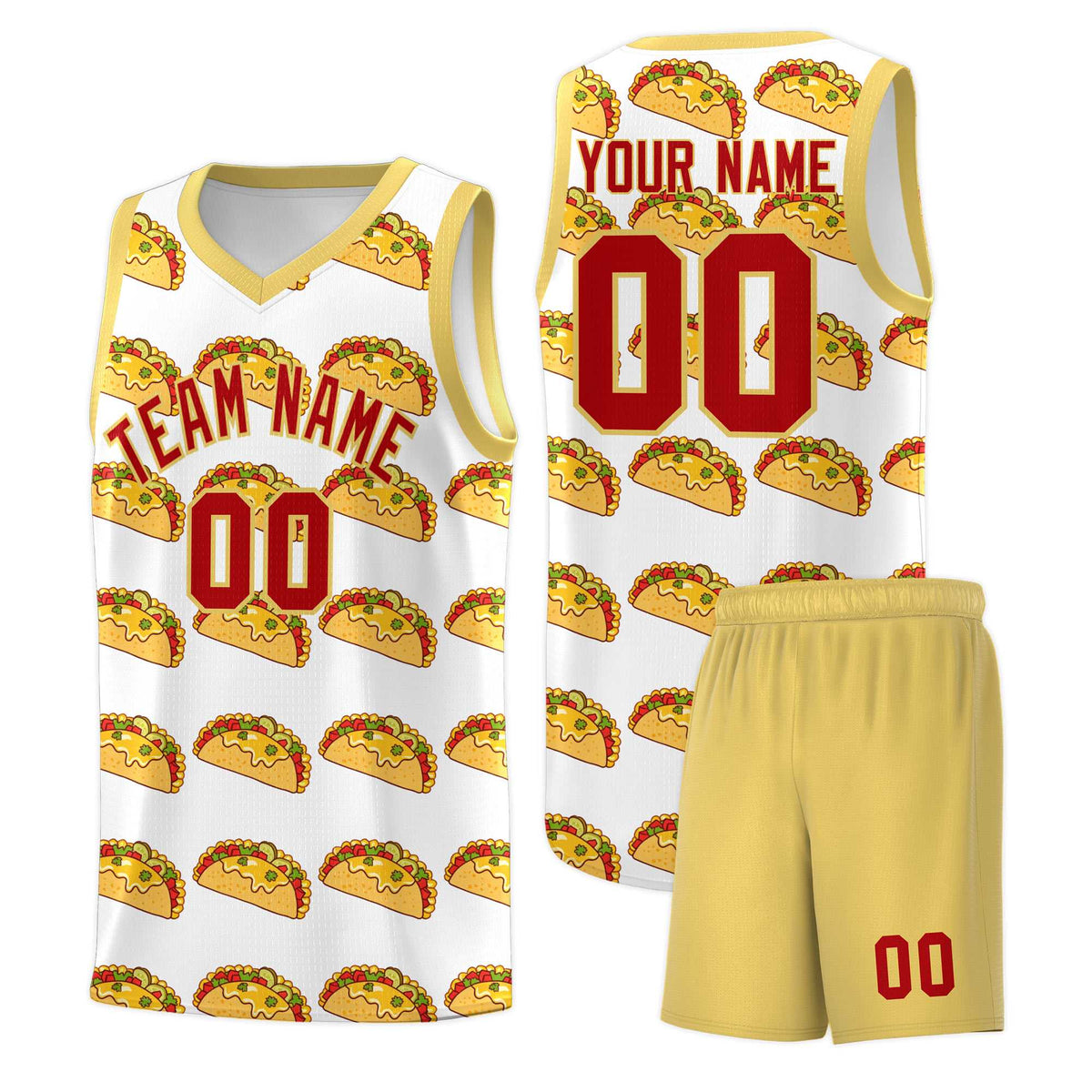 Custom White Khaki Mexican Colors Graffiti Patterns Drapable Uniform Basketball Jersey