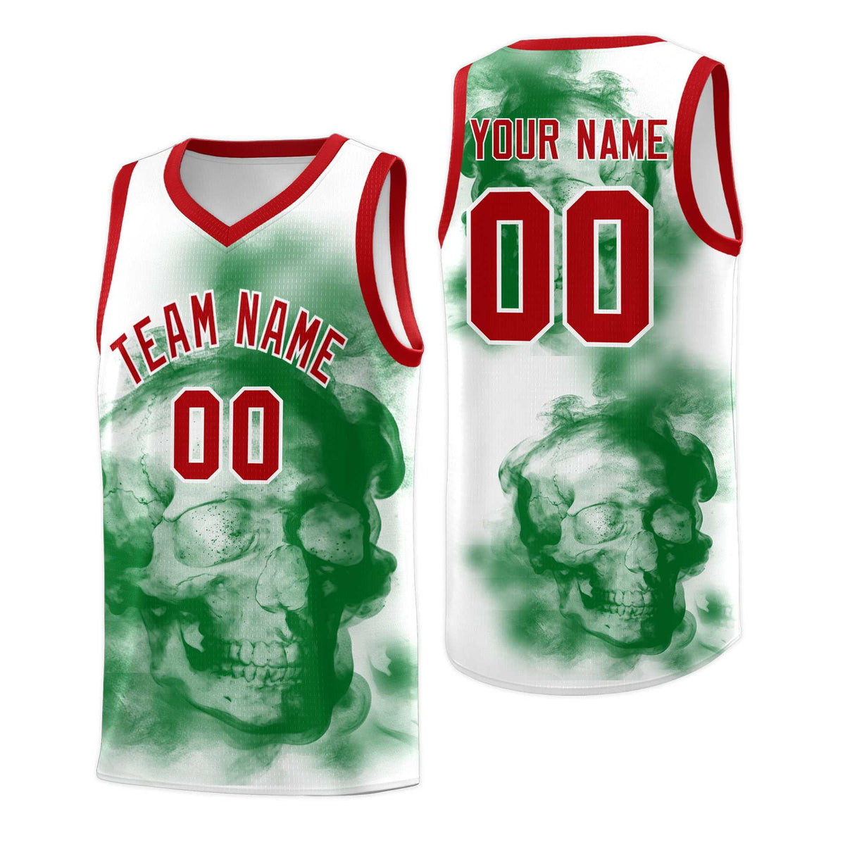 Custom White Red Kelly GreenMexican Colors Graffiti Patterns Wrinkle-Resistant Uniform Basketball Jersey