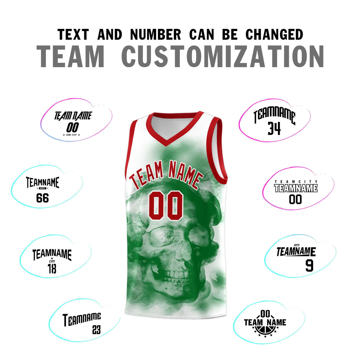 Custom White Red Kelly GreenMexican Colors Graffiti Patterns Wrinkle-Resistant Uniform Basketball Jersey