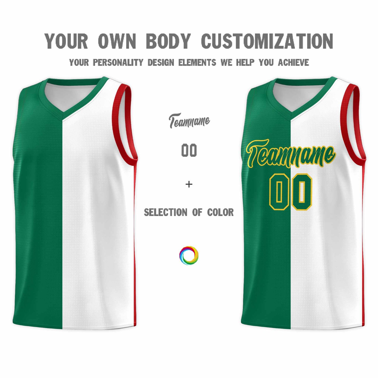 Custom White Kelly Green Red Mexican Colors Graffiti Patterns Lightweight Uniform Basketball Jersey