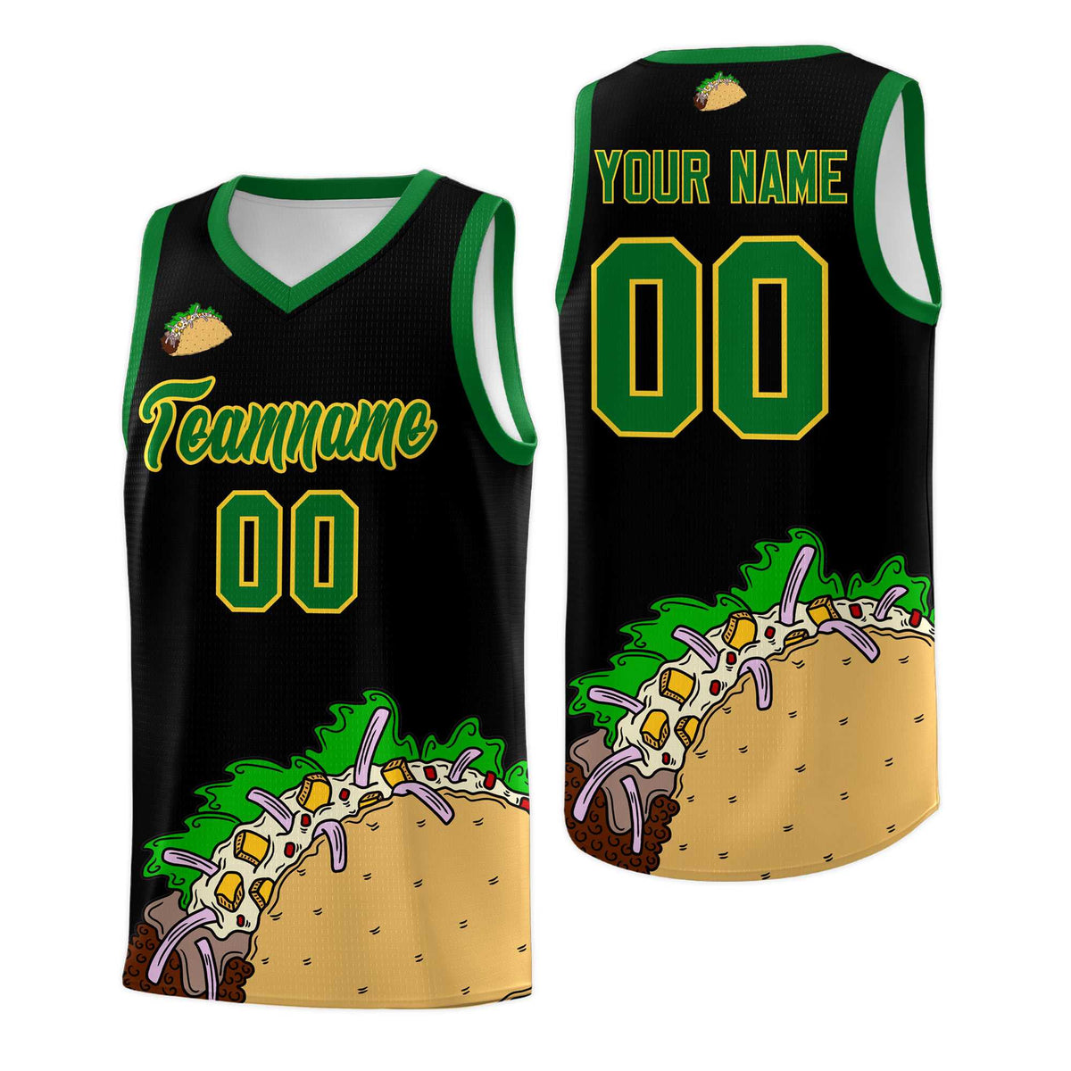 Custom Black Kelly Green Mexican Colors Graffiti Patterns Wrinkle-Resistant Uniform Basketball Jersey