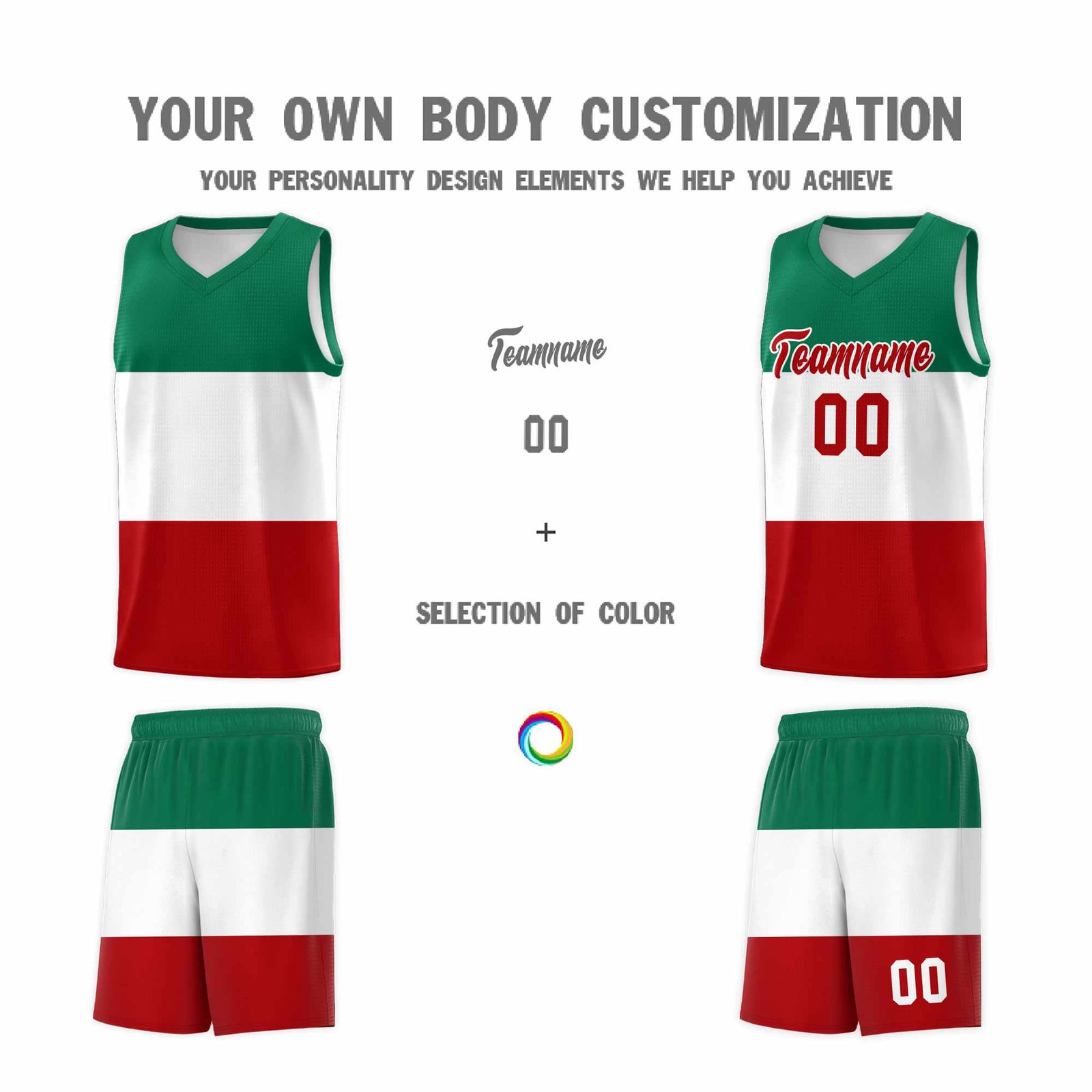 Custom White Kelly Green Red Mexican Colors Graffiti Patterns Drapable Uniform Basketball Jersey