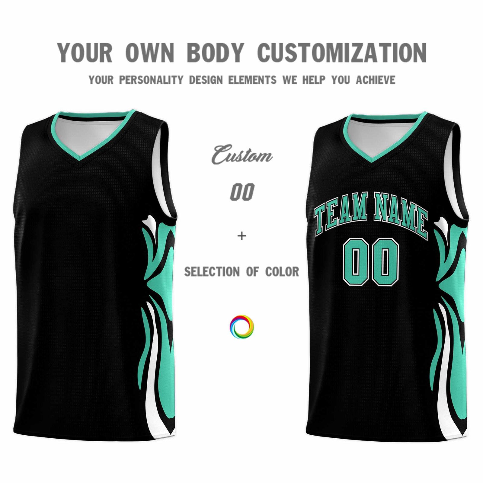 Custom Black Bright Green-White Graffiti Pattern Side Curve Pattern Sports Uniform Basketball Jersey Sets