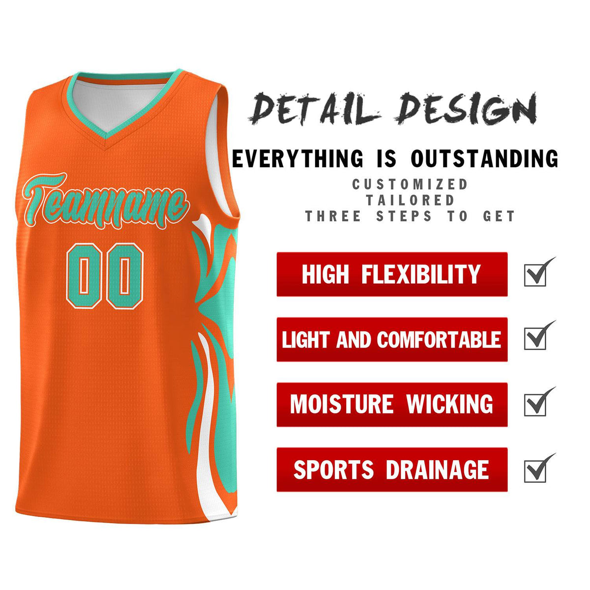 Custom Orange Bright Green-White Graffiti Pattern Side Curve Pattern Sports Uniform Basketball Jersey Sets
