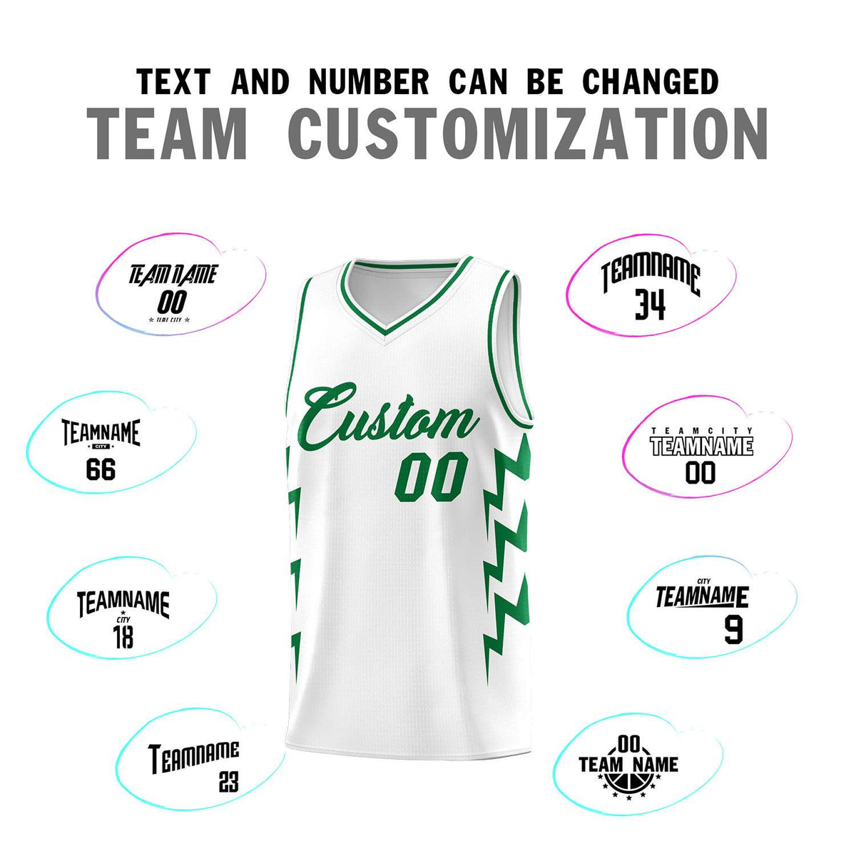 Custom White Side Lightning Pattern Sports Uniform Basketball Jersey