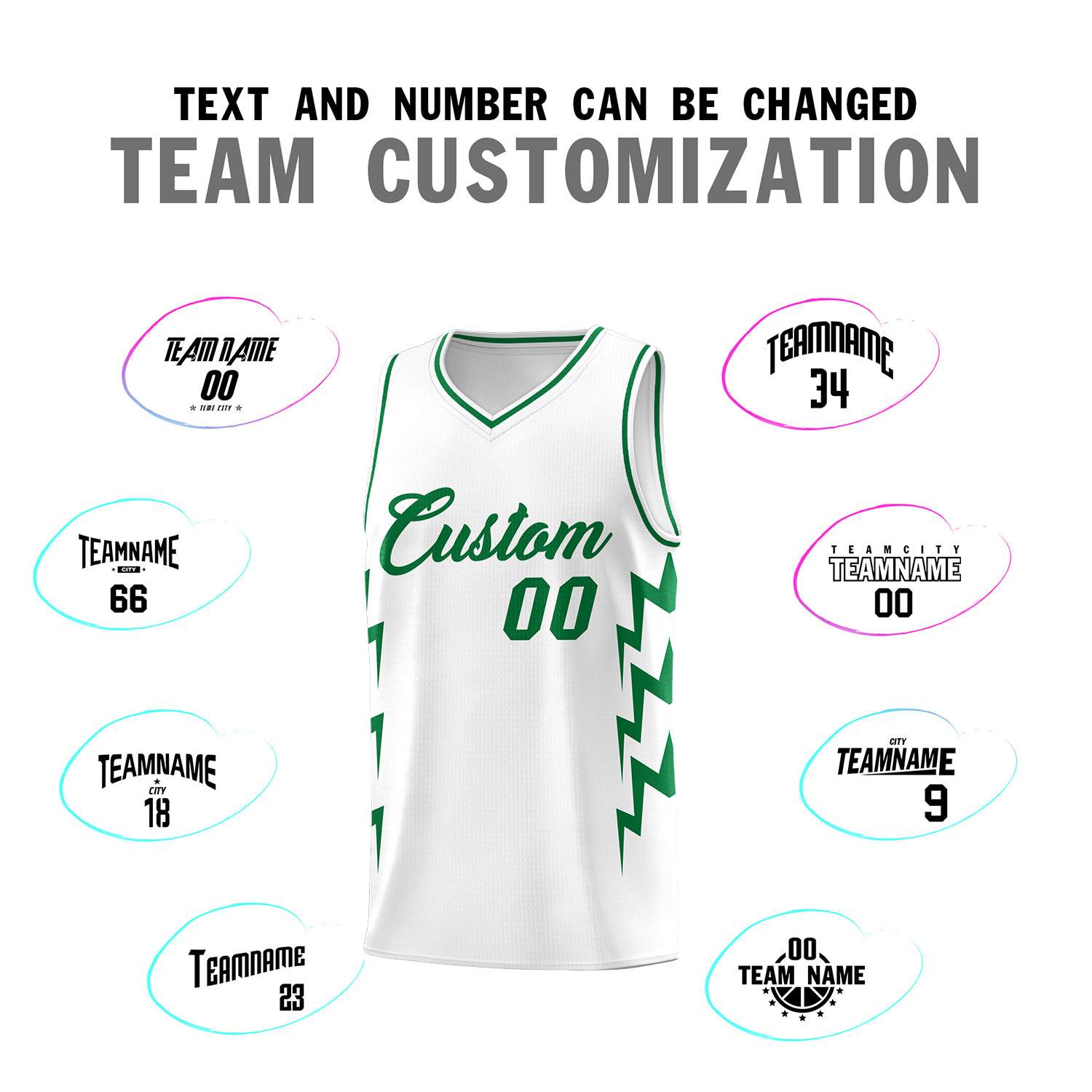 Custom White Side Lightning Pattern Sports Uniform Basketball Jersey