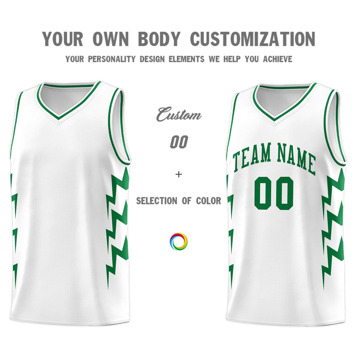 Custom White Side Lightning Pattern Sports Uniform Basketball Jersey