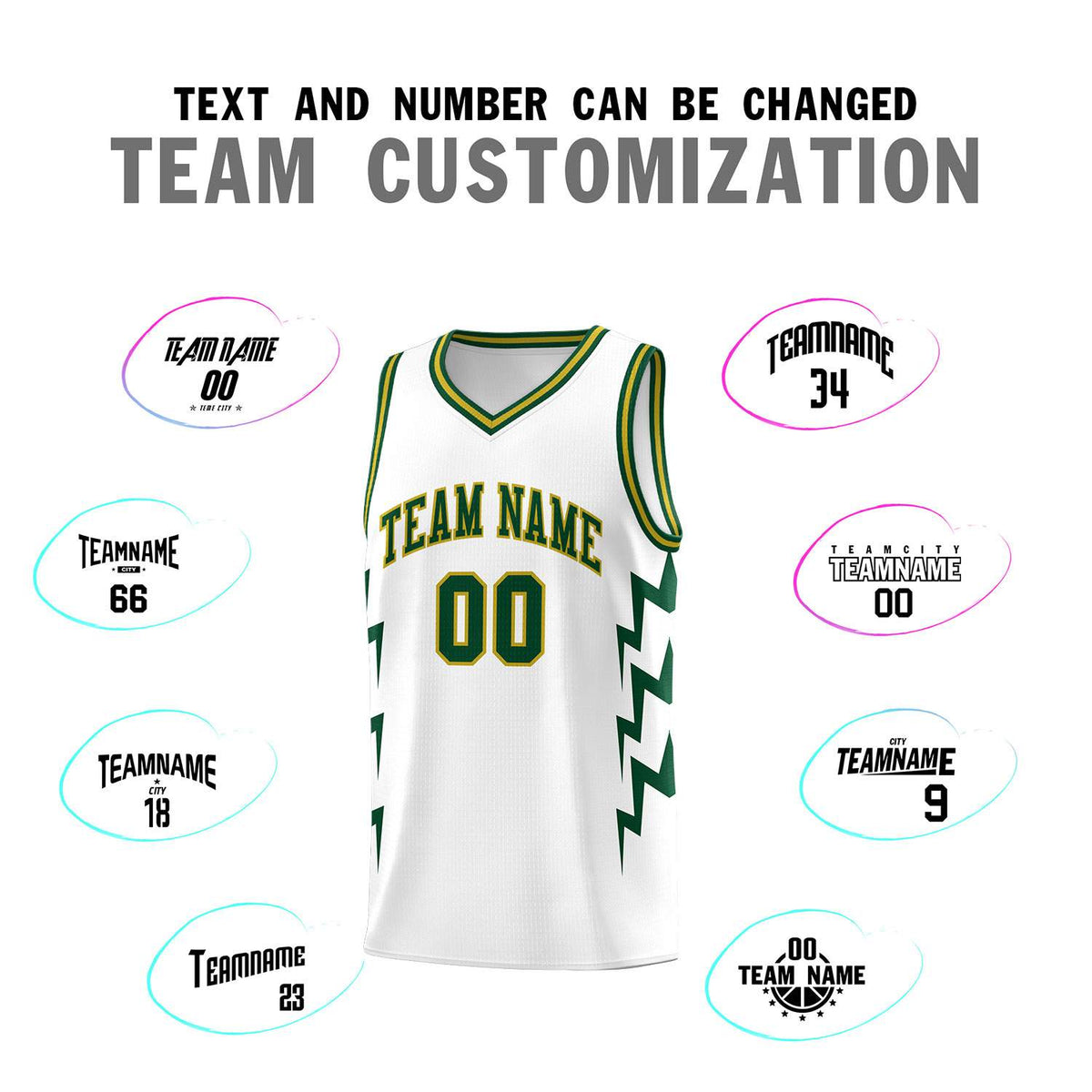 Custom White Side Lightning Pattern Sports Uniform Basketball Jersey
